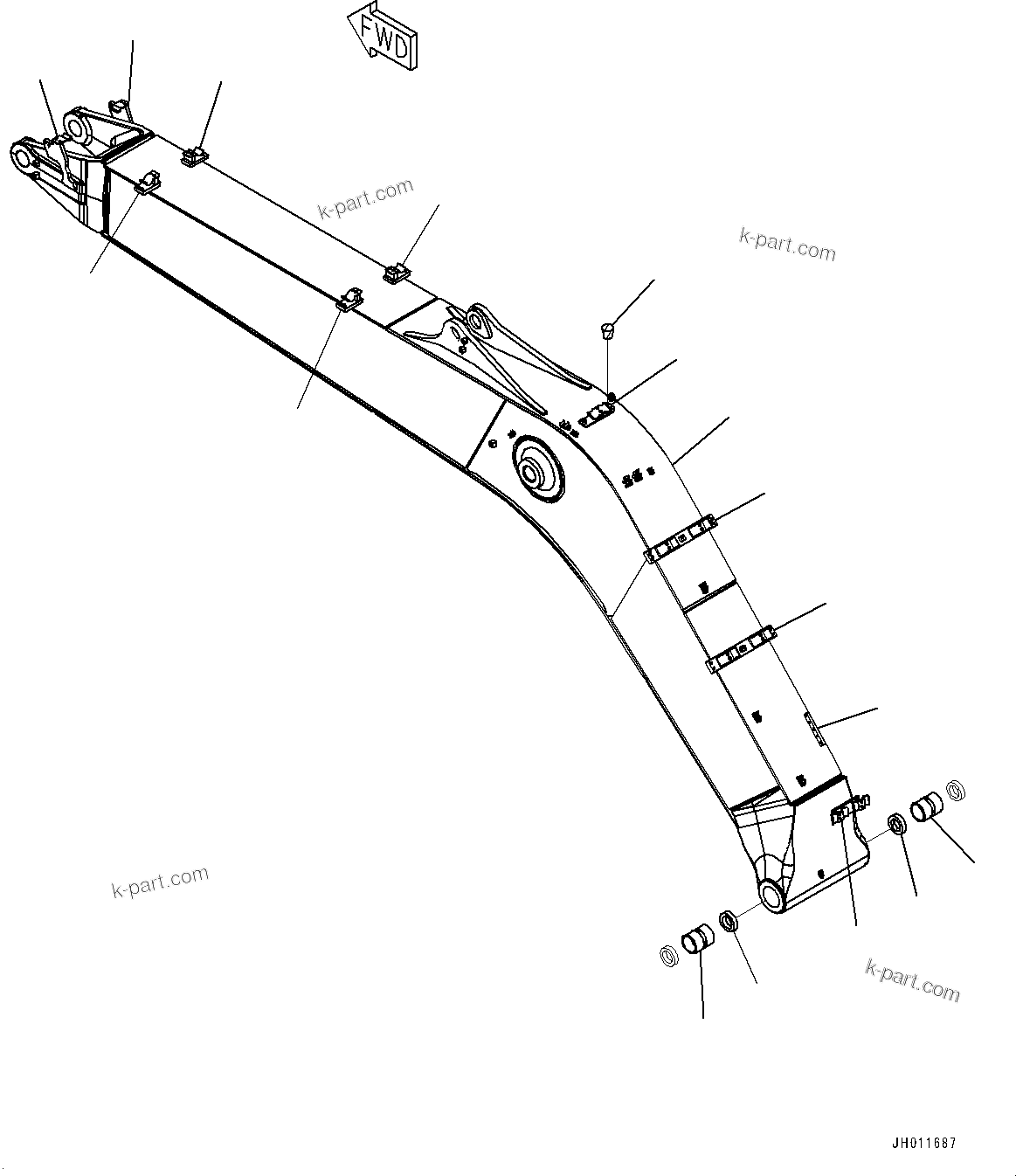 Komatsu parts book diagram for PC240LC-11 S/N 95001-UP: BOOM, BOOM AND BUSHING (#95001-)