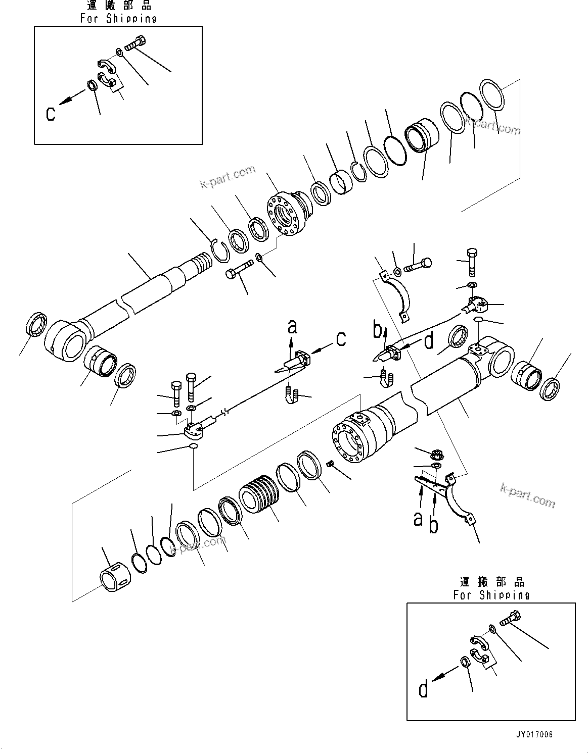 Komatsu parts book diagram for PC240LC-11 S/N 95001-UP: BOOM CYLINDER, INNER PARTS, L.H. (#95001-)