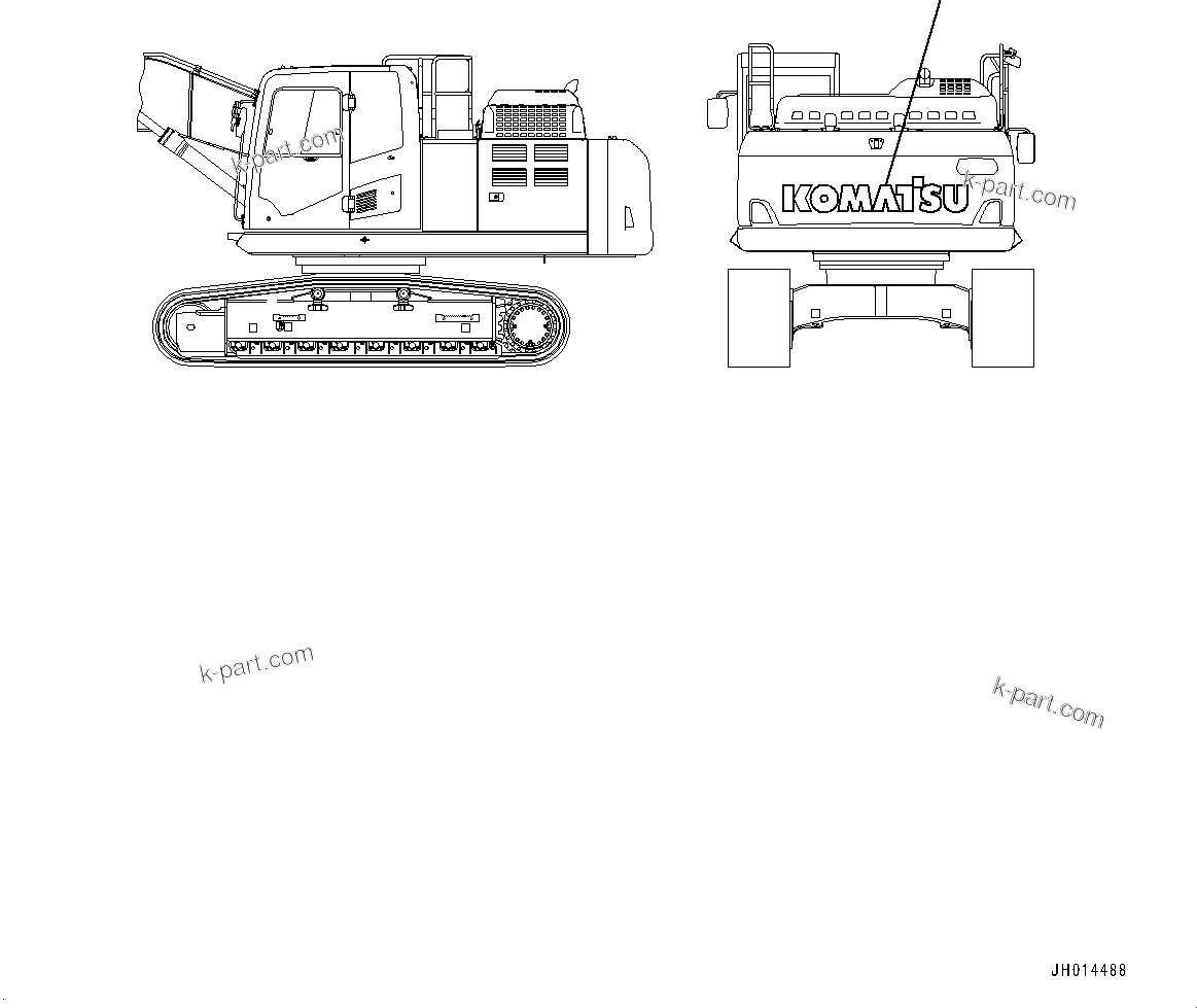 Komatsu parts book diagram for PC240LC-11 S/N 95001-UP: KOMATSU LOGO (#95001-)