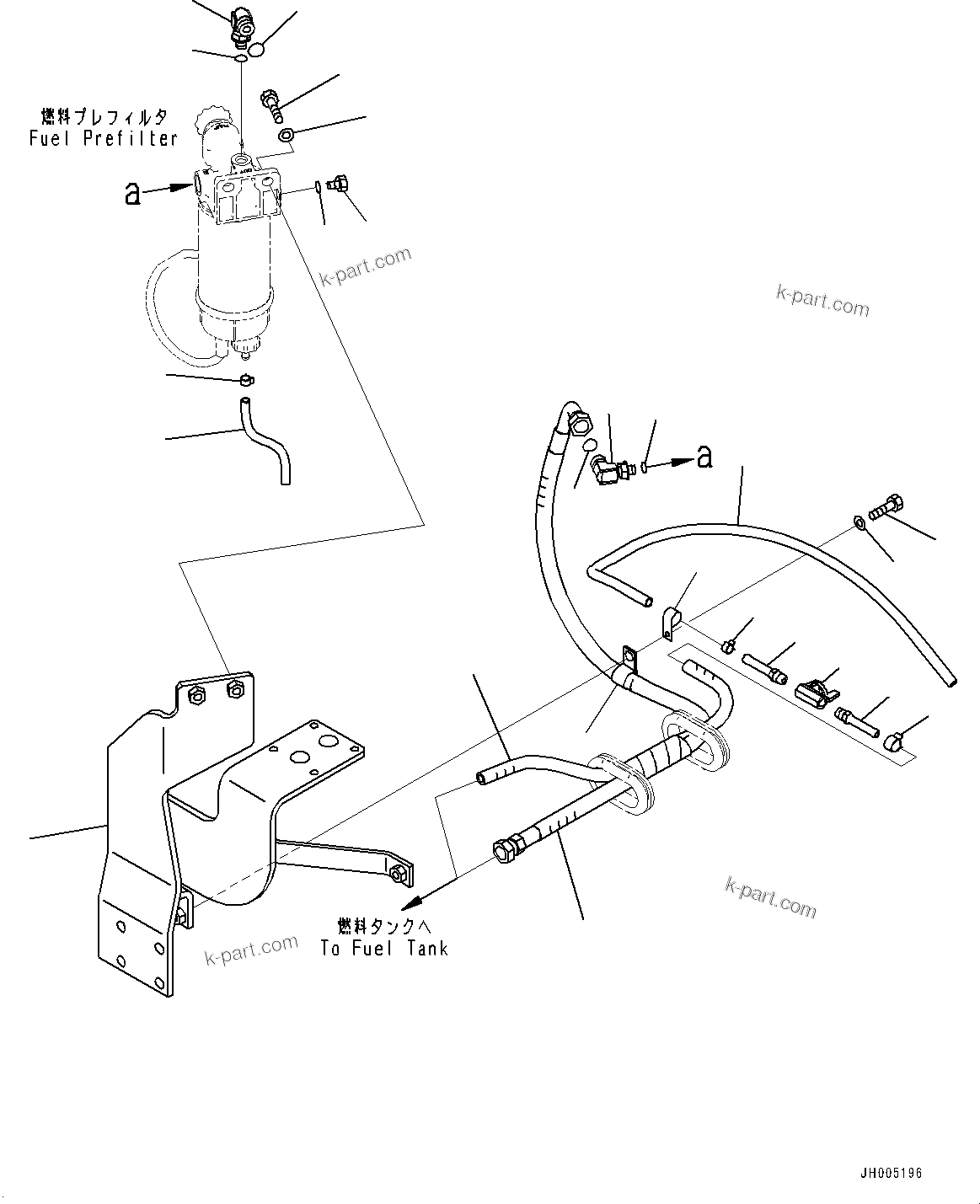 Komatsu parts book diagram for PC360LC-11 S/N 90001-UP (For North America): FUEL PIPING, BRACKET (#90001-)