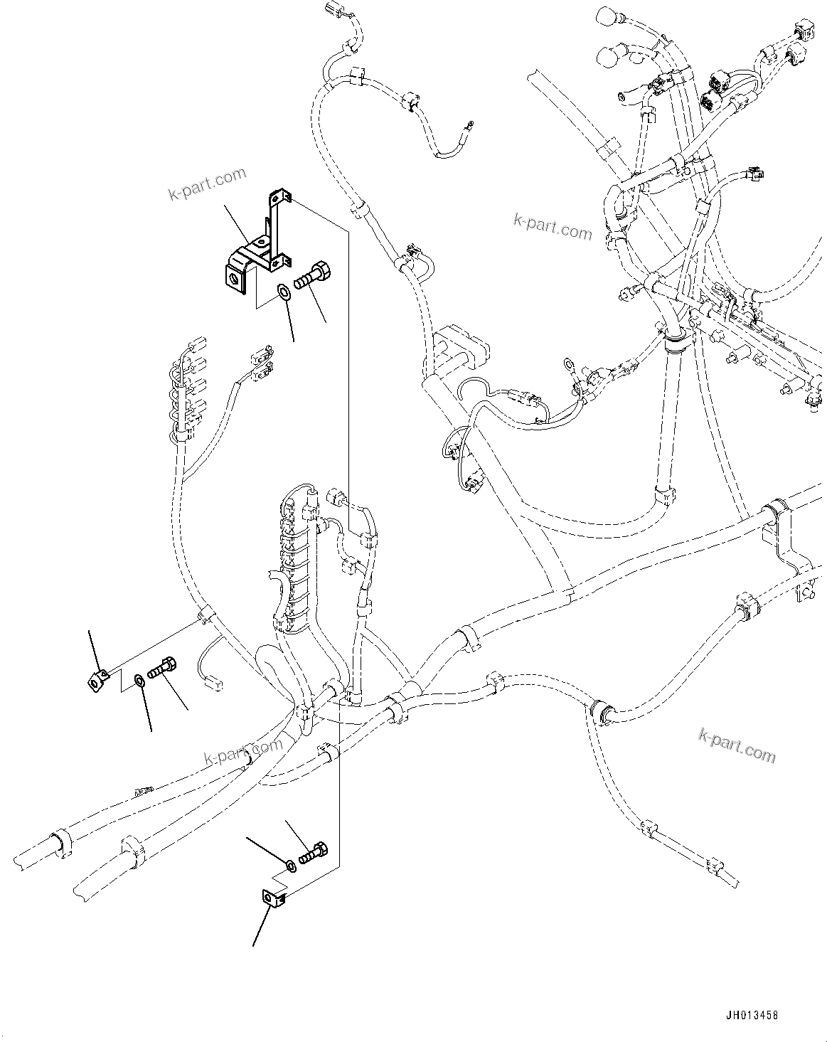 Komatsu parts book diagram for PC360LC-11 S/N 90001-UP (For North America): ELECTRIC WIRING HARNESS, MAIN WIRING HARNESS CLAMP (4/7) (#90001-)