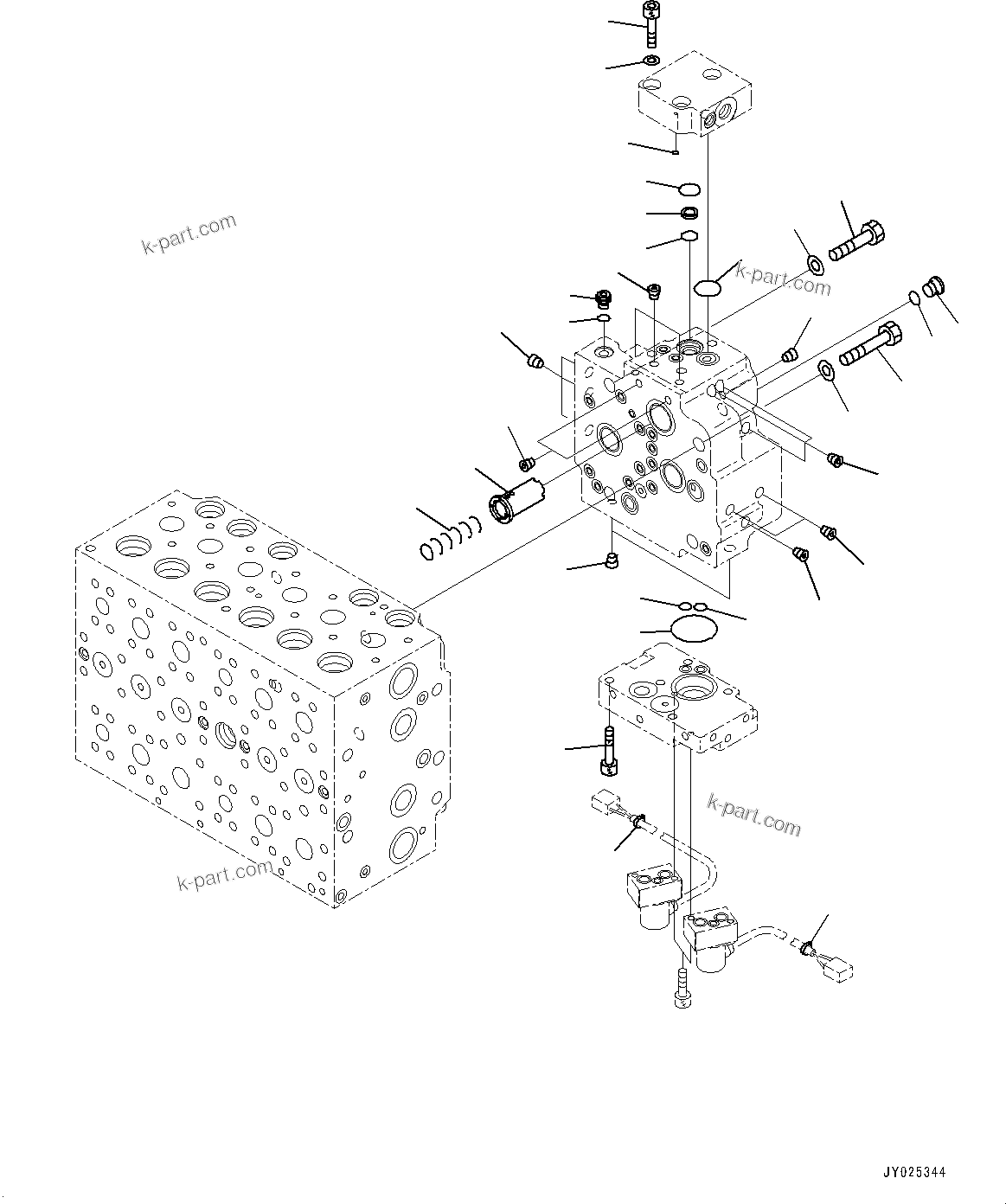 Komatsu parts book diagram for PC360LC-11 S/N 90001-UP (For North America): CONTROL VALVE, INNER PARTS (15/25) (#90001-)