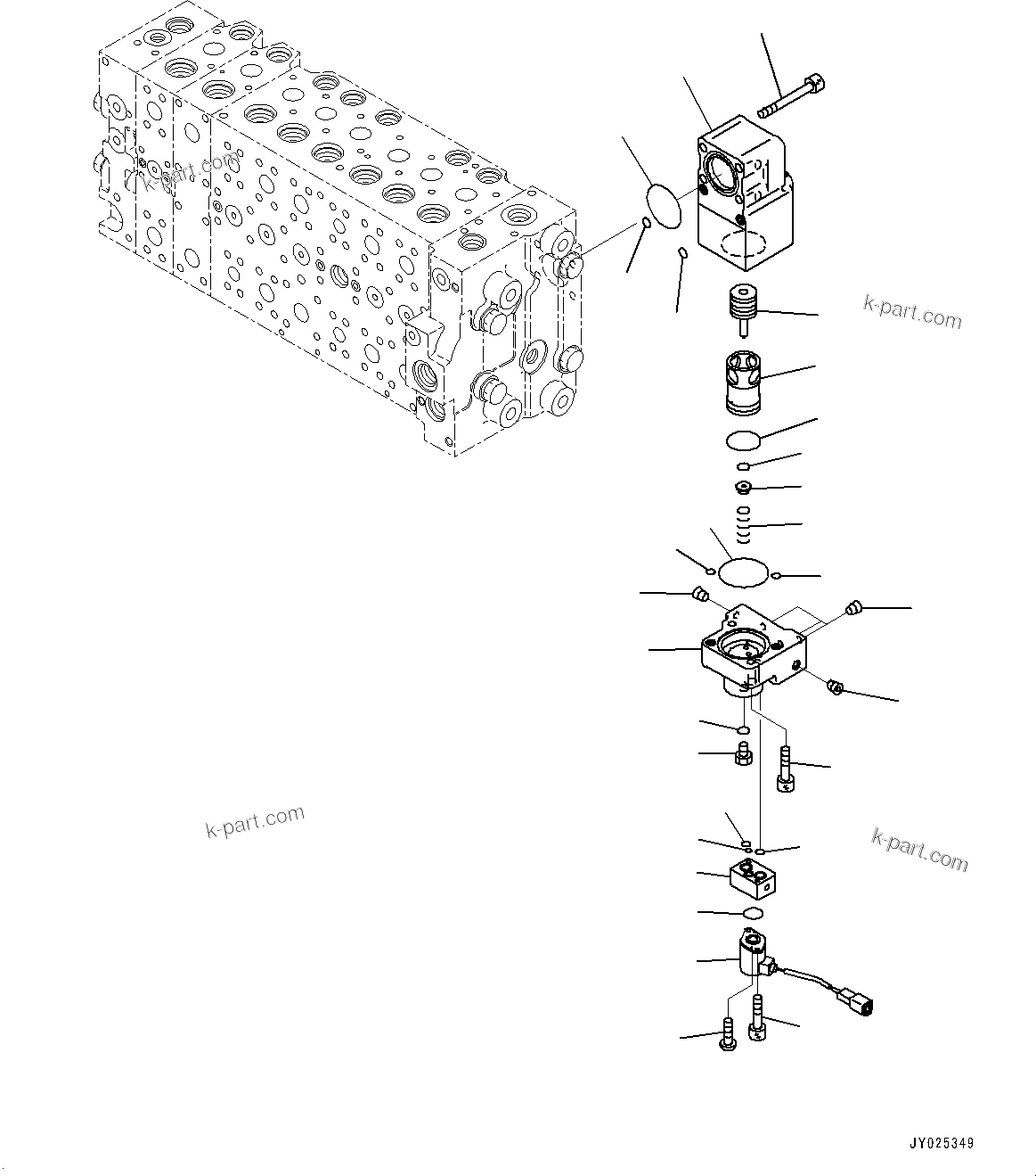 Komatsu parts book diagram for PC360LC-11 S/N 90001-UP (For North America): CONTROL VALVE, INNER PARTS (19/25) (#90001-)