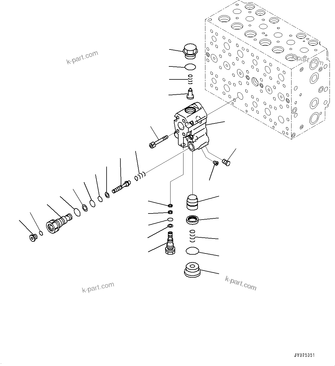 Komatsu parts book diagram for PC360LC-11 S/N 90001-UP (For North America): CONTROL VALVE, INNER PARTS (20/25) (#90001-)