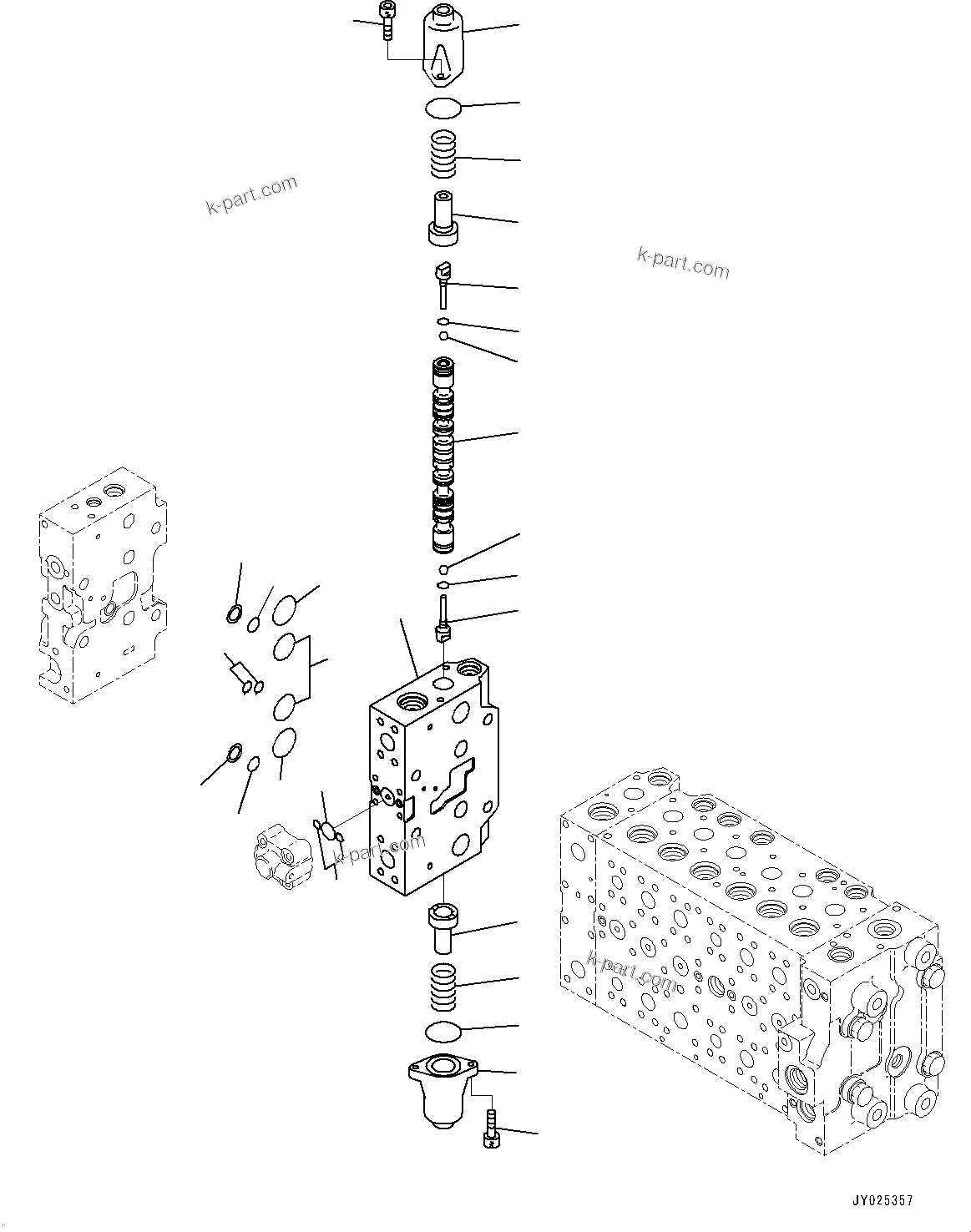 Komatsu parts book diagram for PC360LC-11 S/N 90001-UP (For North America): CONTROL VALVE, INNER PARTS (24/25) (#90001-)