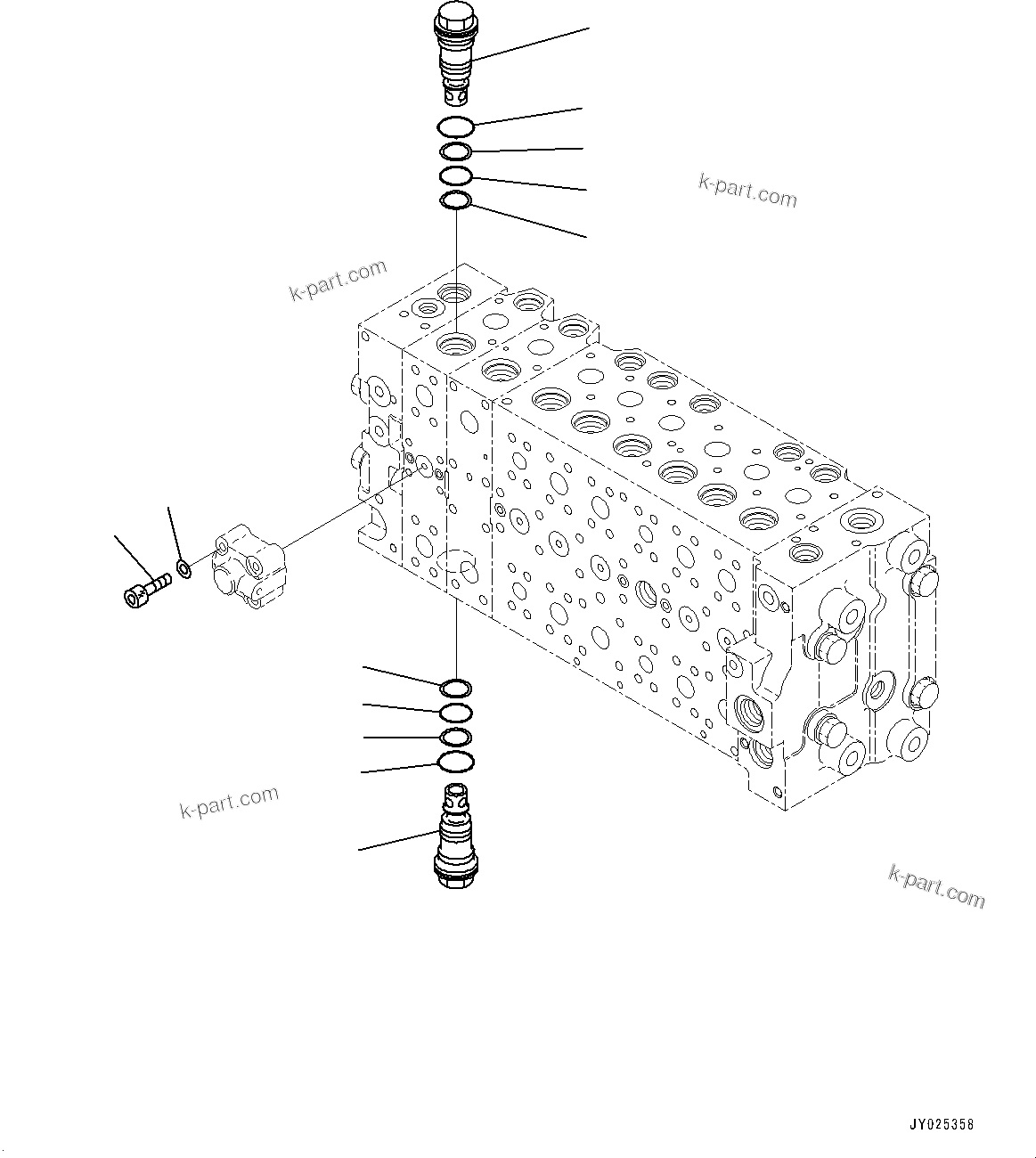 Komatsu parts book diagram for PC360LC-11 S/N 90001-UP (For North America): CONTROL VALVE, INNER PARTS (25/25) (#90001-)
