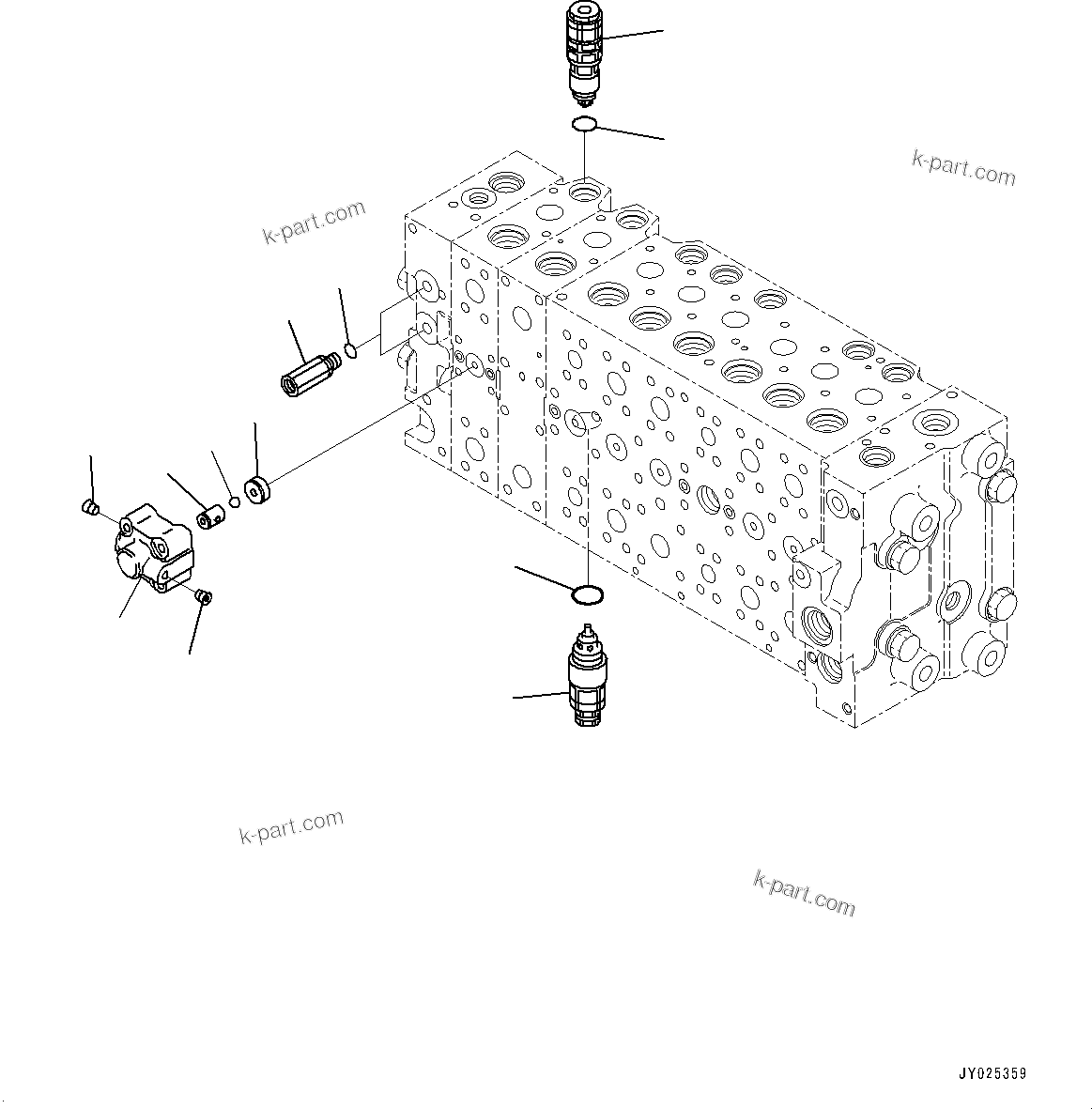 Komatsu parts book diagram for PC360LC-11 S/N 90001-UP (For North America): CONTROL VALVE, RELATED PARTS (1/2) (#90001-)