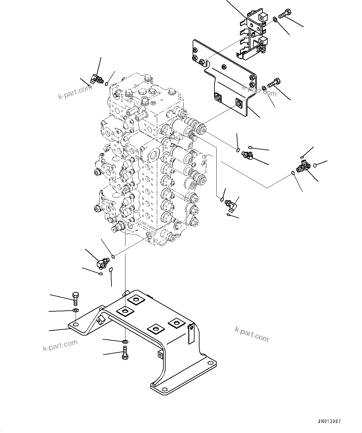 Komatsu parts book diagram for PC360LC-11 S/N 90001-UP (For North America): CONTROL VALVE, BLIND PARTS (#90001-)