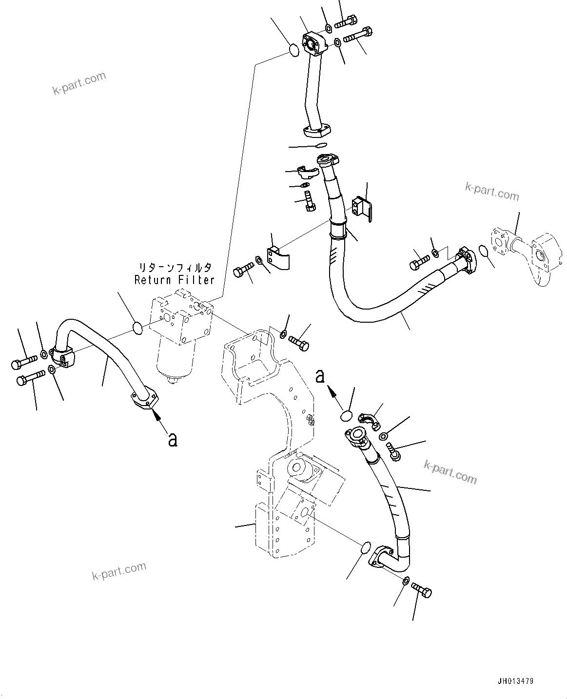 Komatsu parts book diagram for PC360LC-11 S/N 90001-UP (For North America): ATTACHMENT PIPING, RETURN PIPING (#90001-)