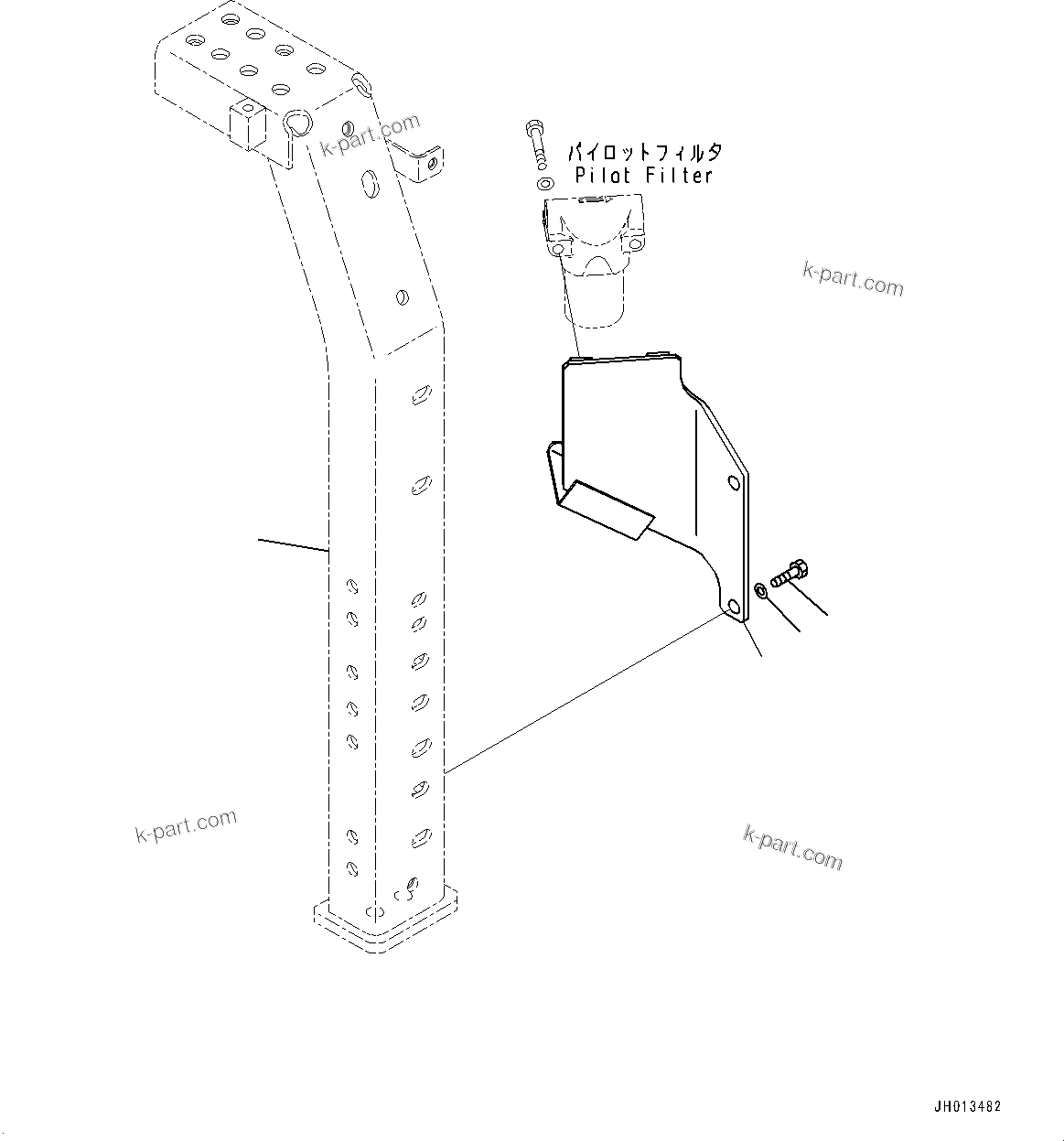 Komatsu parts book diagram for PC360LC-11 S/N 90001-UP (For North America): ATTACHMENT PIPING, PILOT FILTER (#90001-)