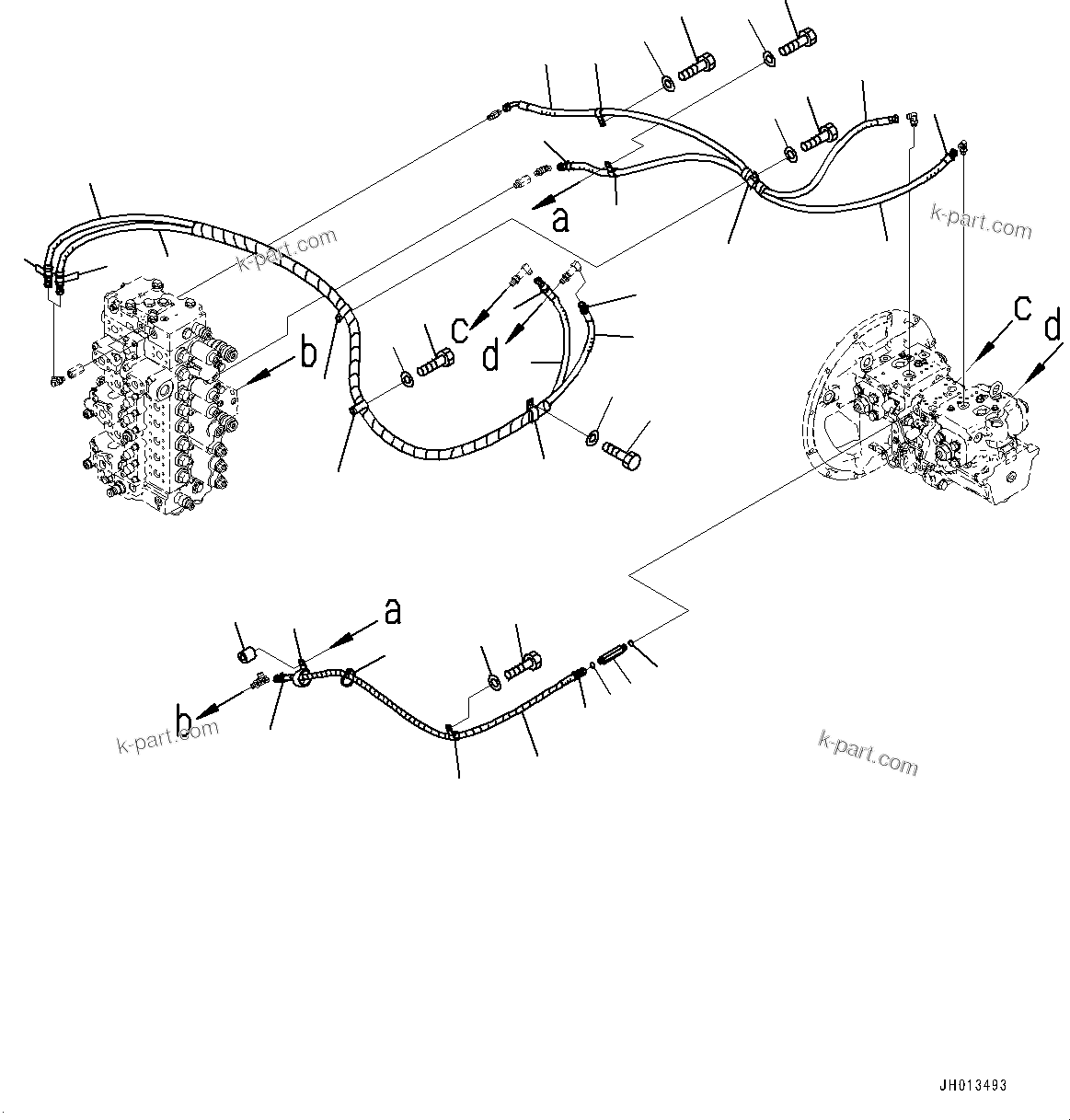 Komatsu parts book diagram for PC360LC-11 S/N 90001-UP (For North America): LS PIPING (#90001-)