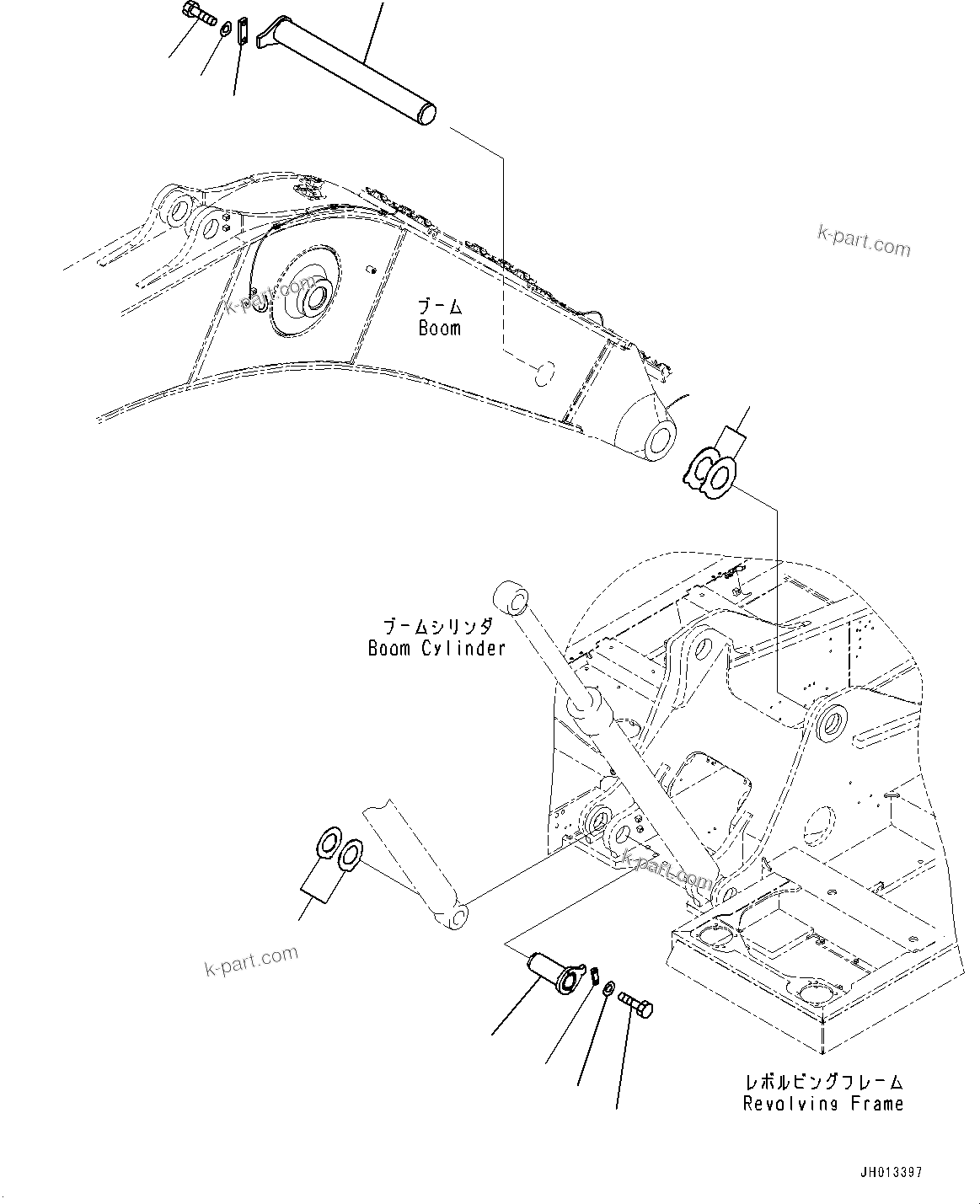 Komatsu parts book diagram for PC360LC-11 S/N 90001-UP (For North America): BOOM FOOT PIN (#90001-)