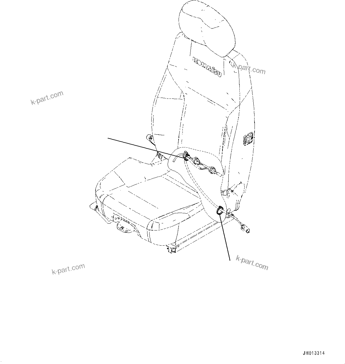 Komatsu parts book diagram for PC360LC-11 S/N 90001-UP (For North America): OPERATOR'S SEAT, BAND (#90001-)