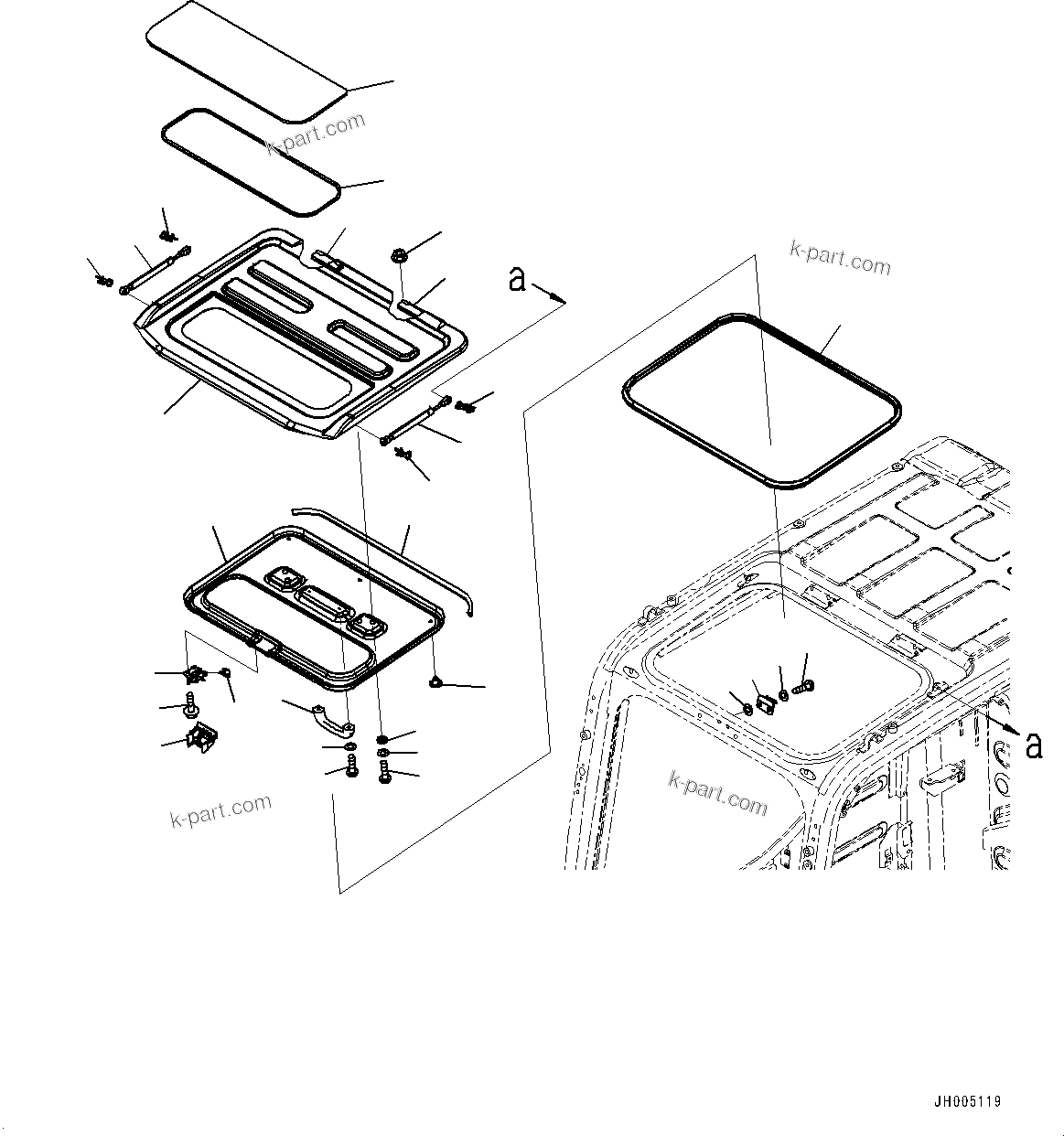 Komatsu parts book diagram for PC360LC-11 S/N 90001-UP (For North America): CAB, DOOR (#90001-)
