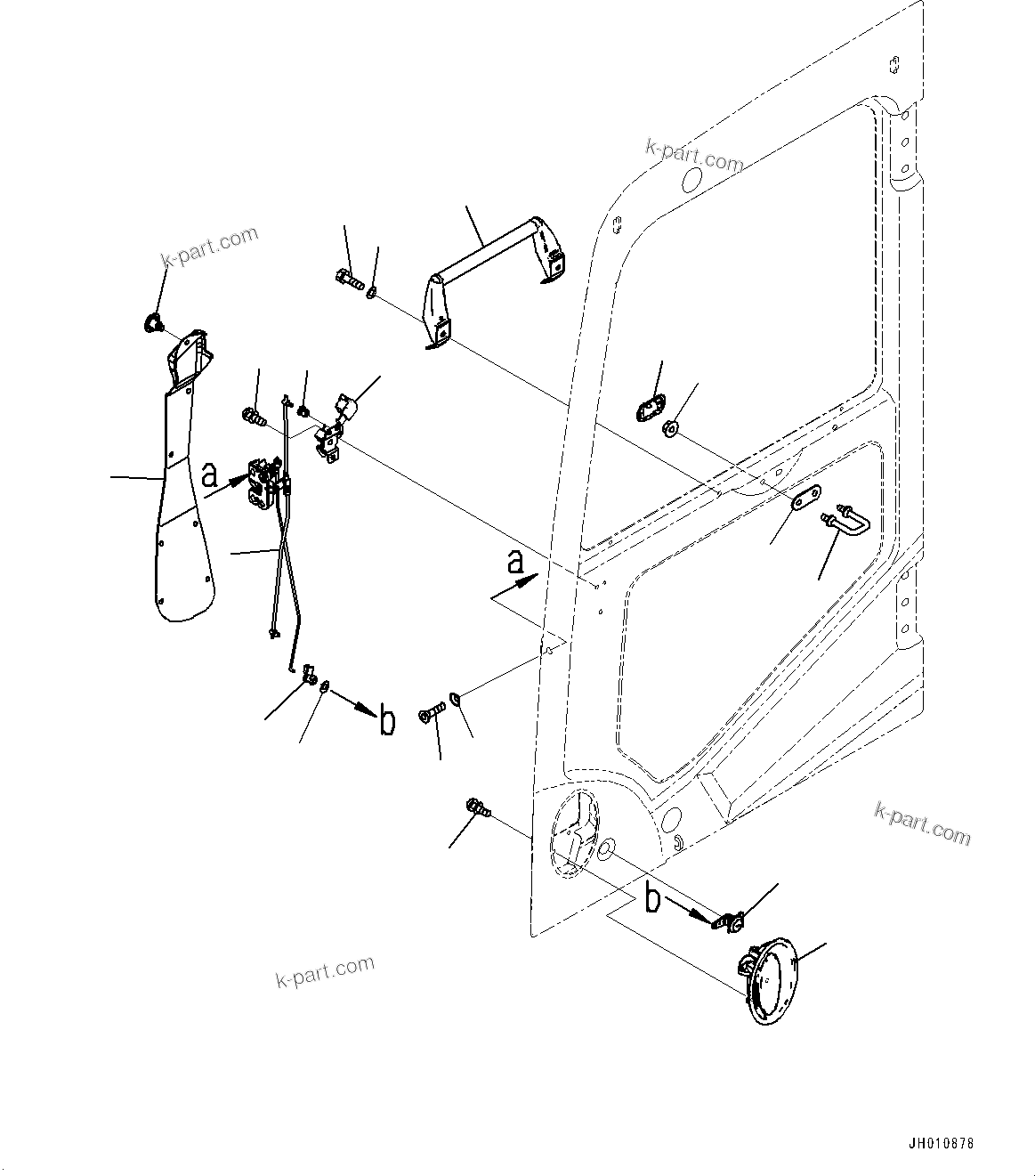 Komatsu parts book diagram for PC360LC-11 S/N 90001-UP (For North America): CAB, OPEN LOCK AND DOOR CATCH (#90001-)