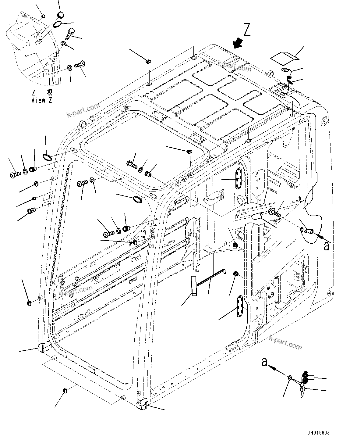 Komatsu parts book diagram for PC360LC-11 S/N 90001-UP (For North America): CAB, KOMTRAX ANTENNA (#90179-)