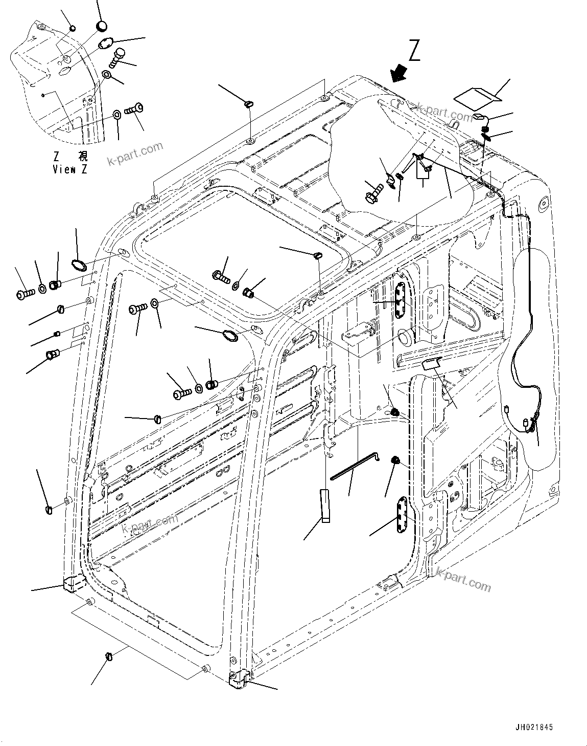 Komatsu parts book diagram for PC360LC-11 S/N 90001-UP (For North America): CAB, KOMATSU MARK (#90001-)