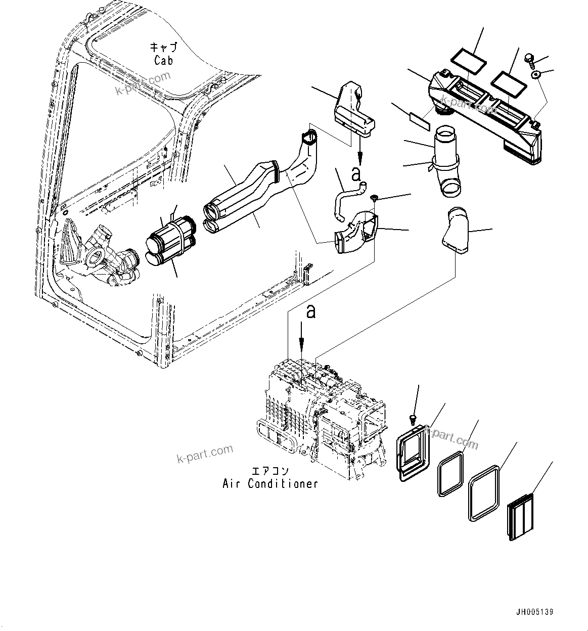 Komatsu parts book diagram for PC360LC-11 S/N 90001-UP (For North America): CAB, CAB IN PARTS, PARTITION AND RECIRCULATION AIR FILTER (#90001-)