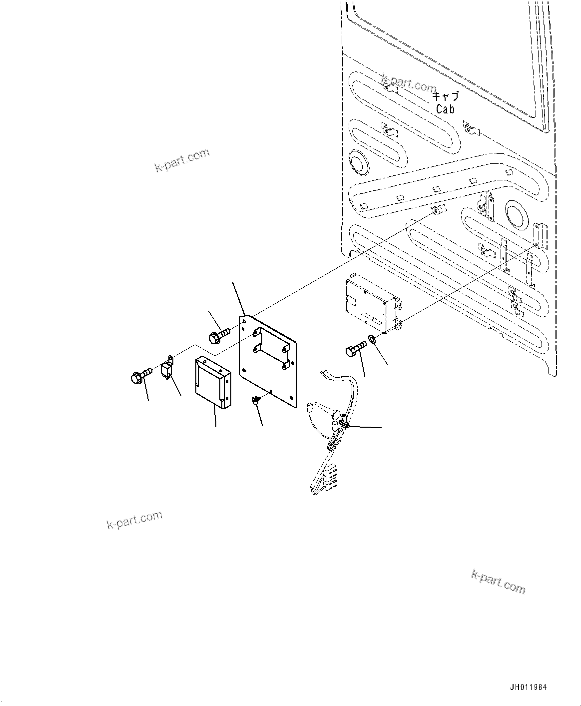 Komatsu parts book diagram for PC360LC-11 S/N 90001-UP (For North America): CAB, CAB IN PARTS, REAR COVER, WITH 12V CONVERTER (#90001-)