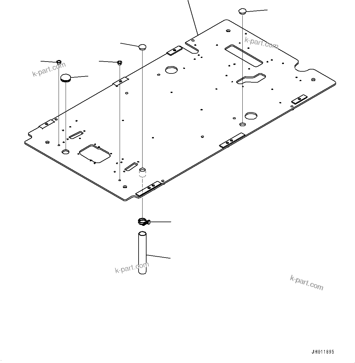 Komatsu parts book diagram for PC360LC-11 S/N 90001-UP (For North America): CAB, FLOOR, FOOTREST, L.H. (#90001-)