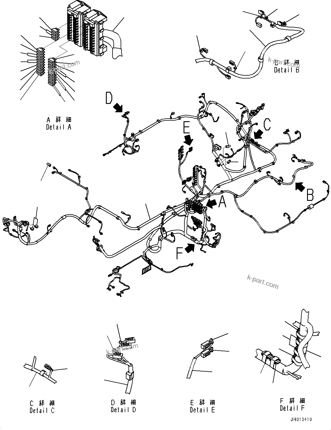 Komatsu parts book diagram for PC360LC-11 S/N 90001-UP (For North America): CAB, FLOOR, WORK EQUIPMENT CONTROL LEVER, L.H. (#90001-)