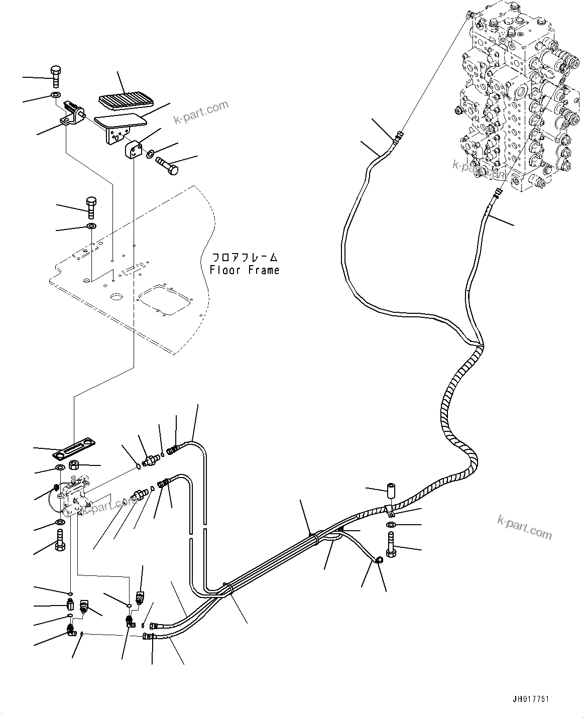 Komatsu parts book diagram for PC360LC-11 S/N 90001-UP (For North America): CAB, FLOOR, 1ST ATTACHMENT CONTROL (#90001-)