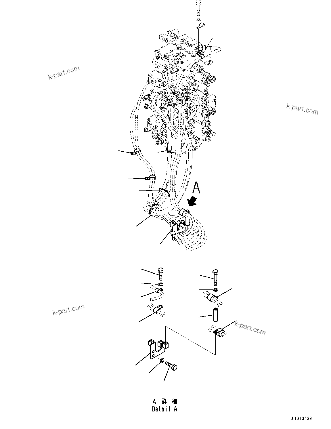 Komatsu parts book diagram for PC360LC-11 S/N 90001-UP (For North America): PROPORTIONAL PRESSURE CONTROL (PPC) PIPING CLAMP (#90001-90003)