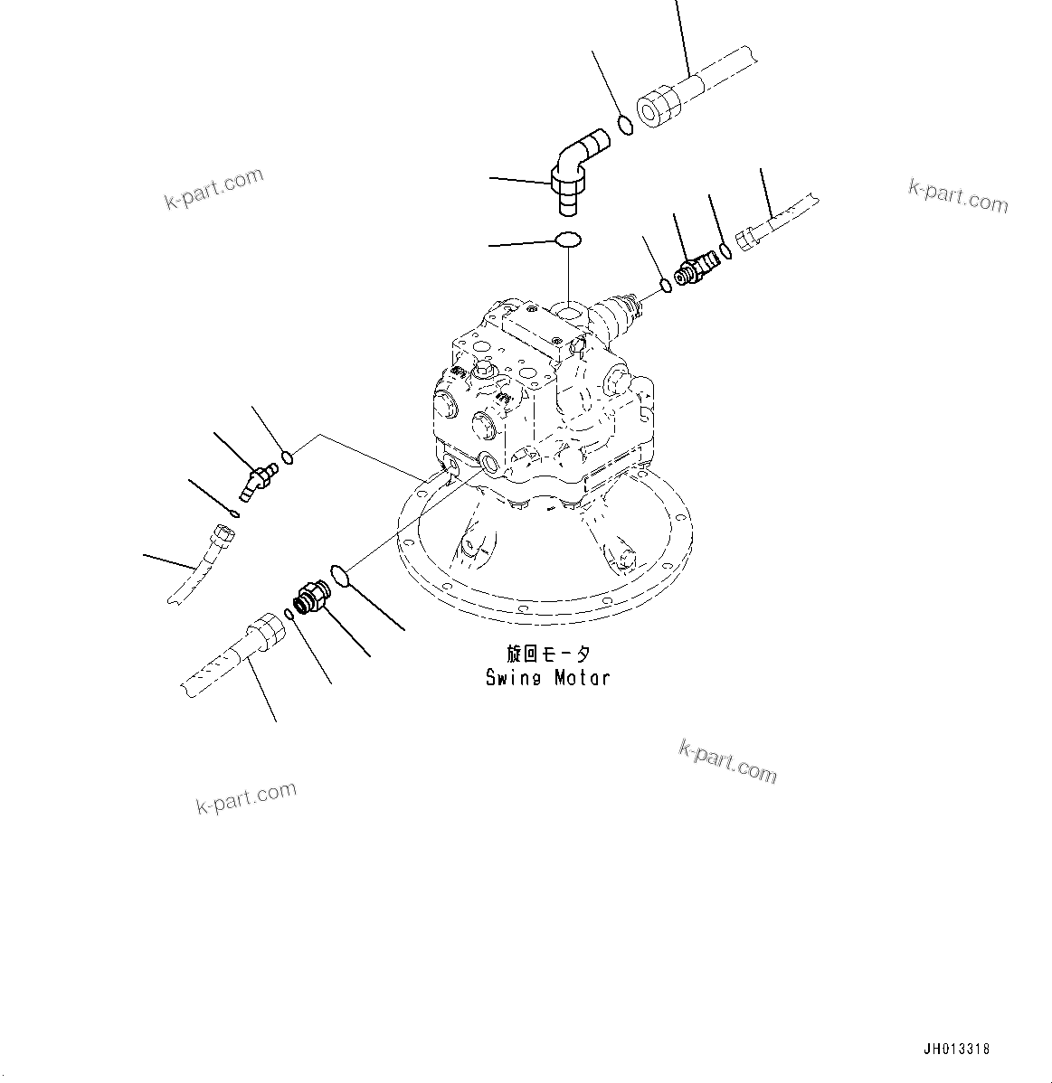 Komatsu parts book diagram for PC360LC-11 S/N 90001-UP (For North America): SWING MOTOR CONNECTING PARTS (#90001-)