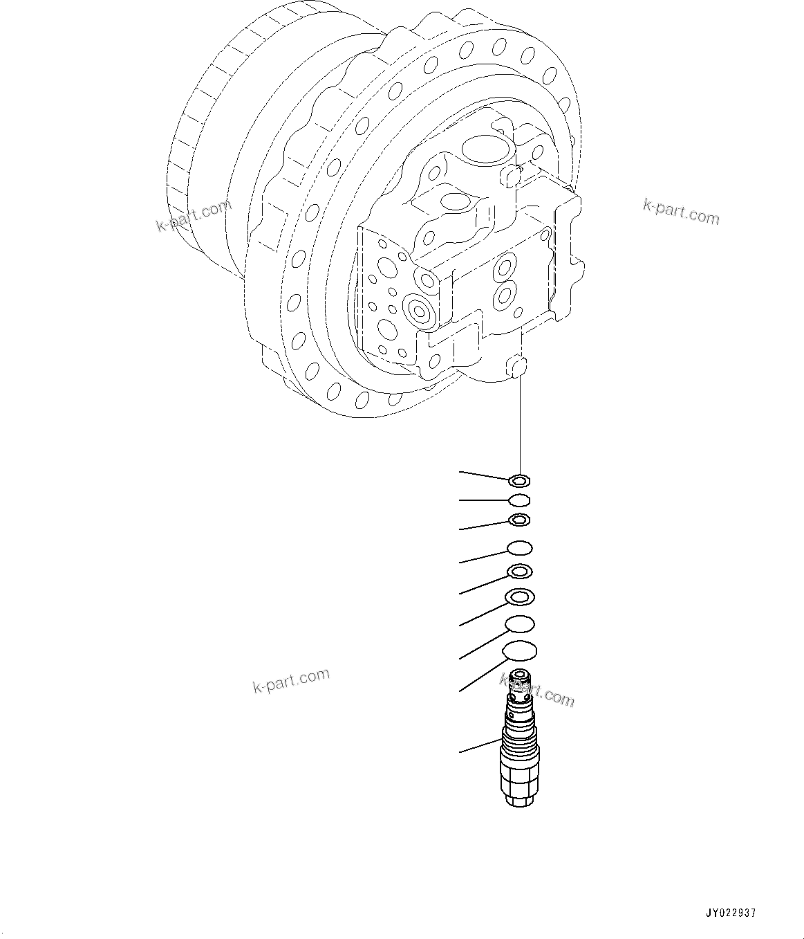 Komatsu parts book diagram for PC360LC-11 S/N 90001-UP (For North America): TRAVEL MOTOR AND FINAL DRIVE, TRAVEL MOTOR, L.H. (3/3) (#90001-)