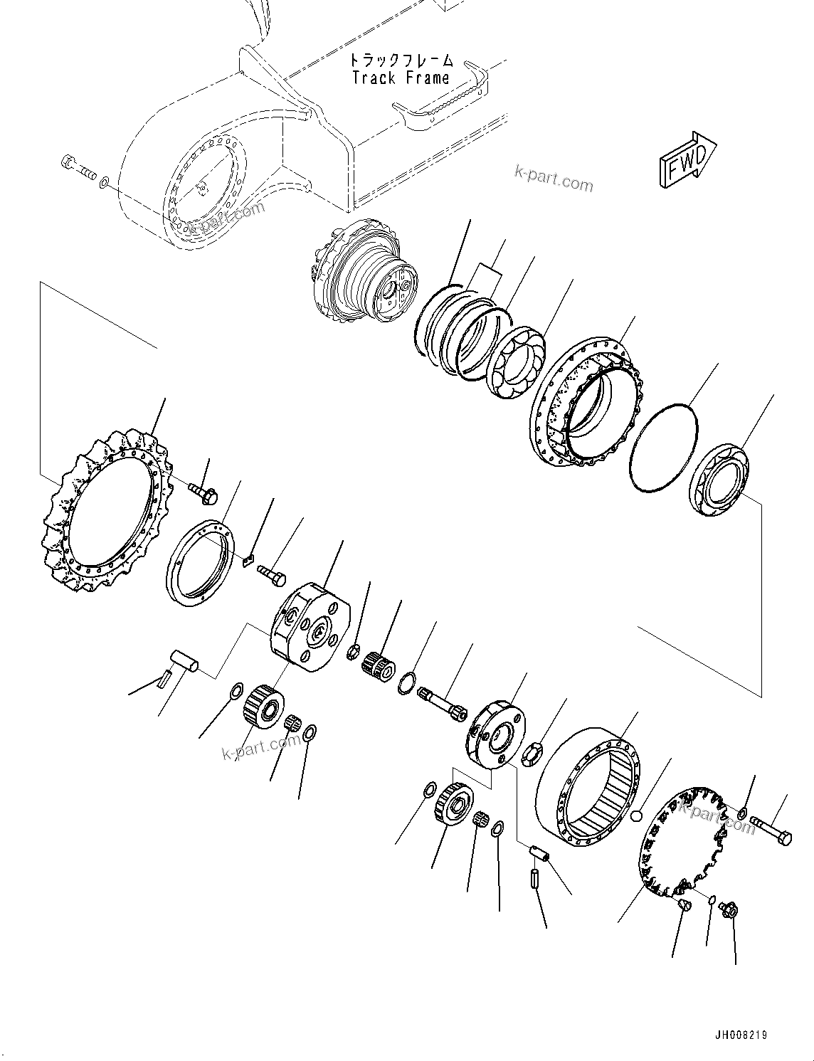 Komatsu parts book diagram for PC360LC-11 S/N 90001-UP (For North America): TRAVEL MOTOR AND FINAL DRIVE, HUB, R.H. (#90001-)