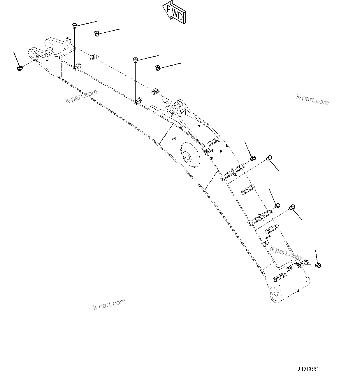 Komatsu parts book diagram for PC360LC-11 S/N 90001-UP (For North America): BOOM, PLUG (#90001-)