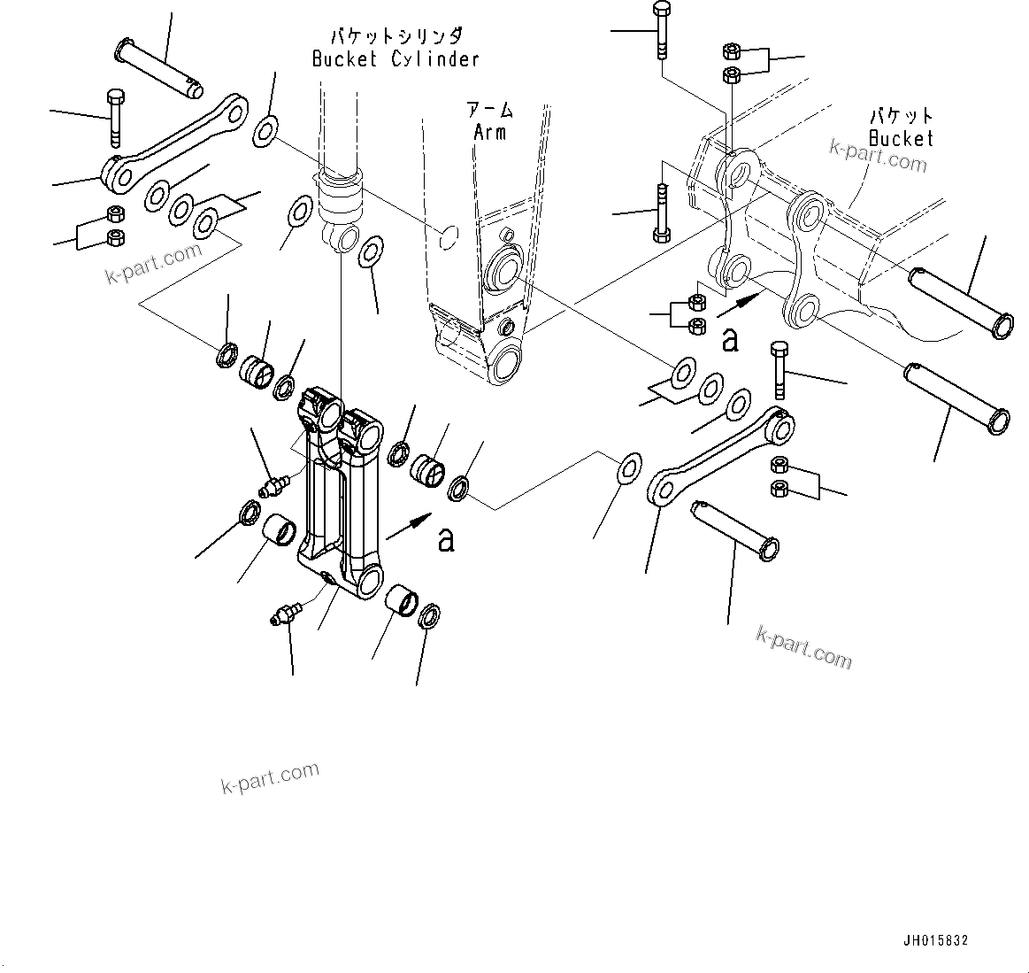 Komatsu parts book diagram for PC360LC-11 S/N 90001-UP (For North America): ARM, BUCKET LINK (#90001-)