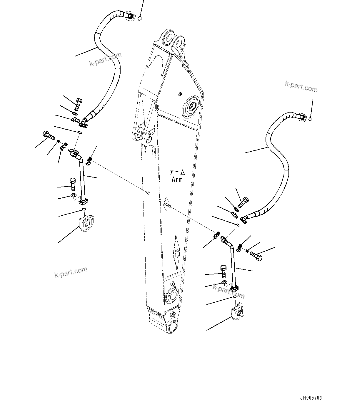 Komatsu parts book diagram for PC360LC-11 S/N 90001-UP (For North America): ARM, VALVE FOR ADDITIONAL PIPING (1/2) (#90001-)