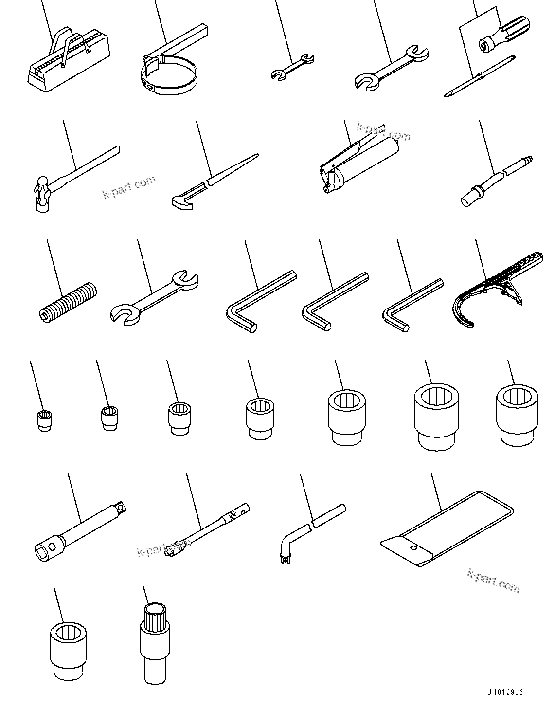 Komatsu parts book diagram for PC360LC-11 S/N 90001-UP (For North America): TOOL SET (#90001-)