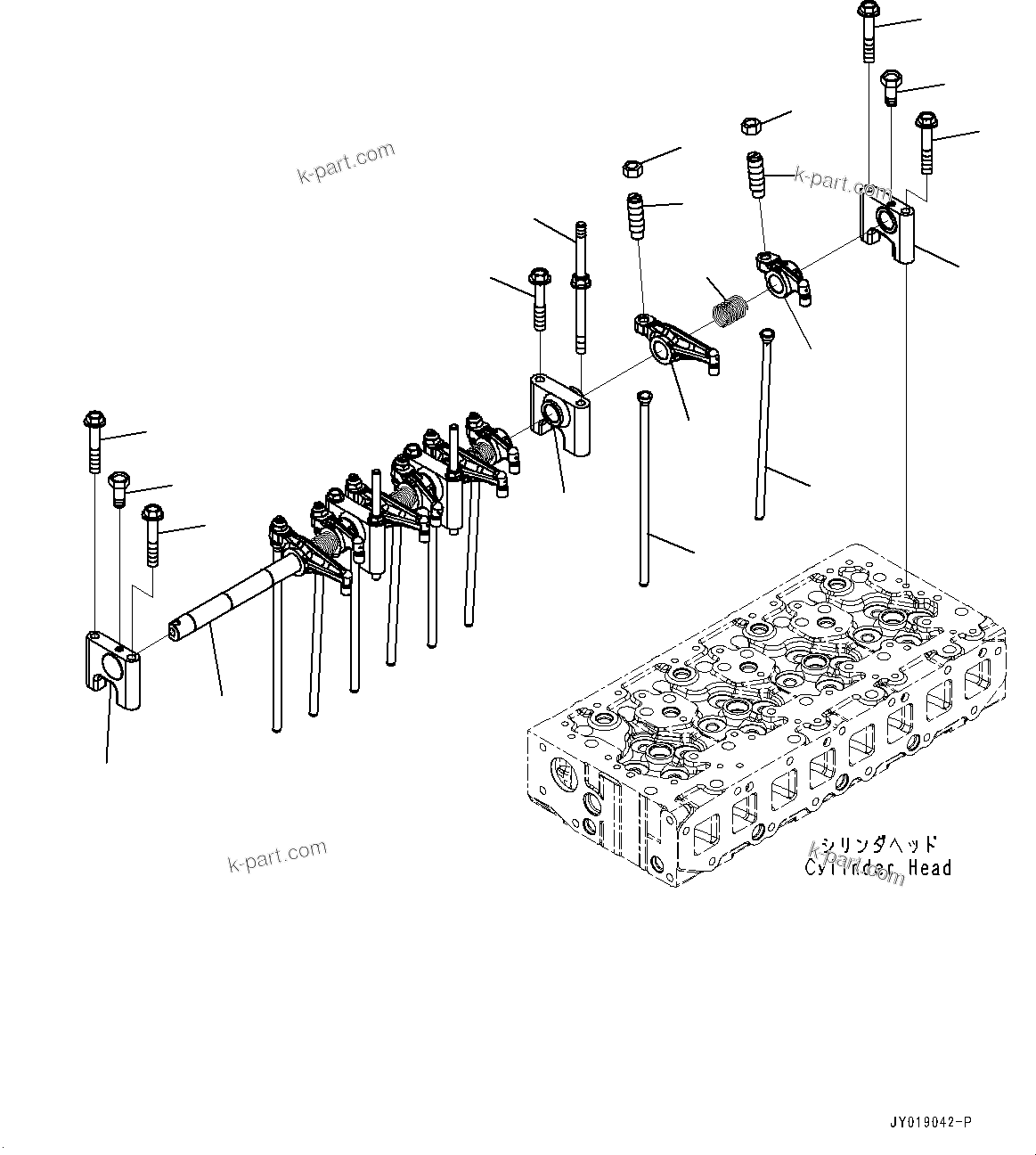 Komatsu parts book diagram for SAA4D95LE-7AA S/N 800001-UP (For D37EX-24/D37EXI-24/D37PX-24/D37PXI-24): ROCKER ARM (#800001-)