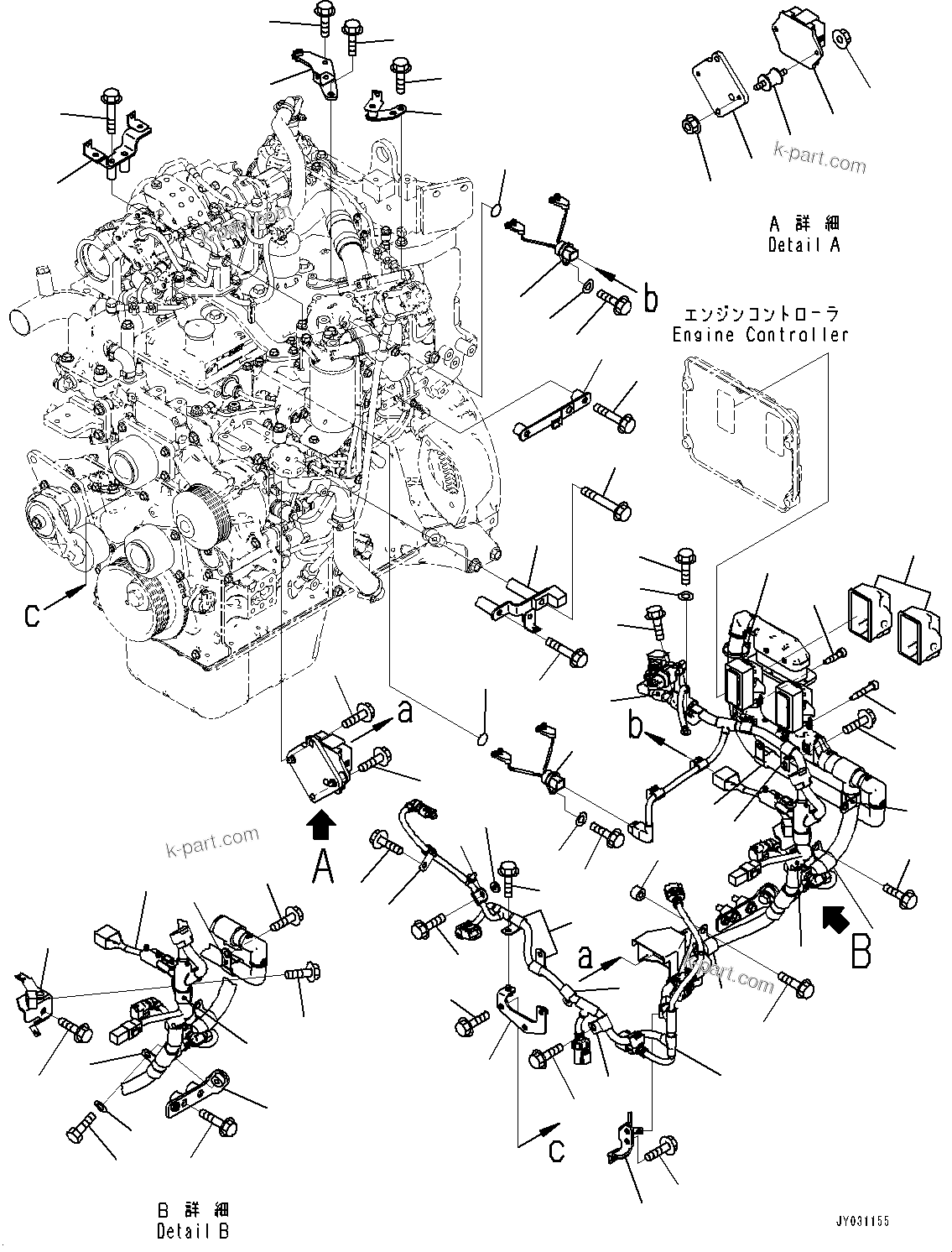 Komatsu parts book diagram for SAA4D95LE-7AA S/N 800001-UP (For D37EX-24/D37EXI-24/D37PX-24/D37PXI-24): WIRING HARNESS (#800001-)