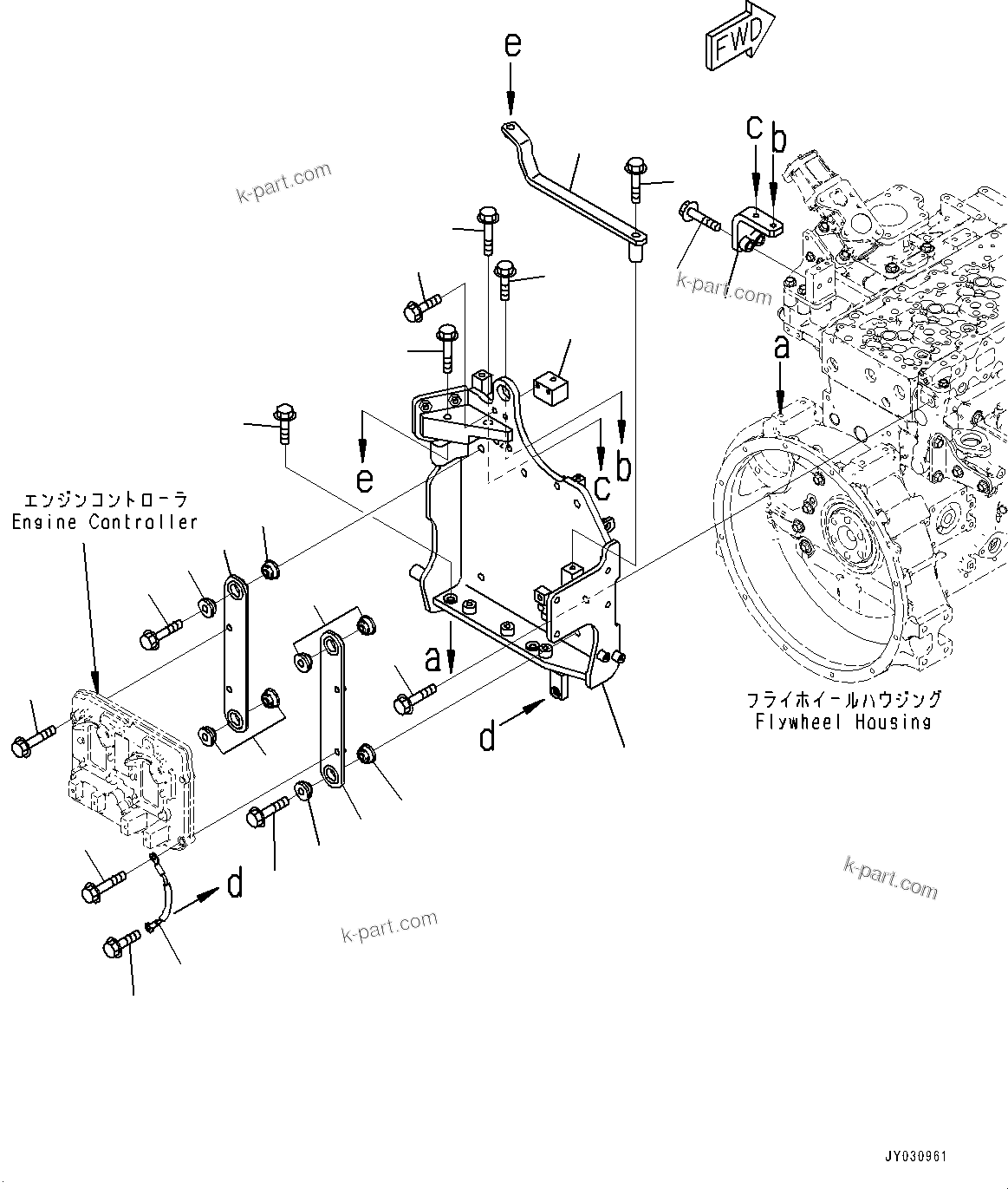 Komatsu parts book diagram for SAA4D95LE-7BB S/N 800001-UP (For D39EX-24/D39EXI-24/D39PX-24/D39PXI-24): ENGINE CONTROLLER MOUNTING (#800001-)