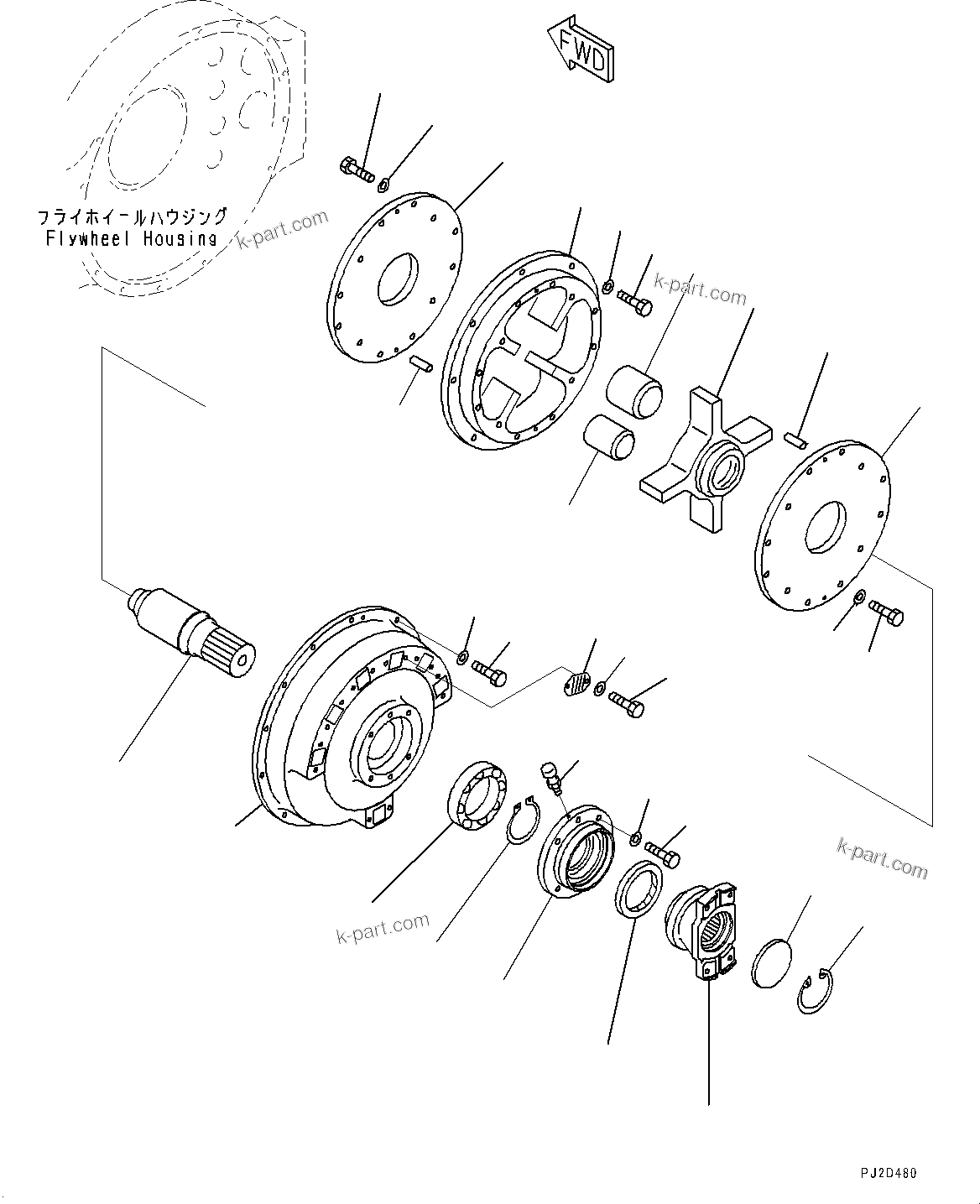 Komatsu parts book diagram for HD465-7E1 S/N 20001-UP (For EU): ENGINE RELATED PARTS, DAMPER (#20001-)