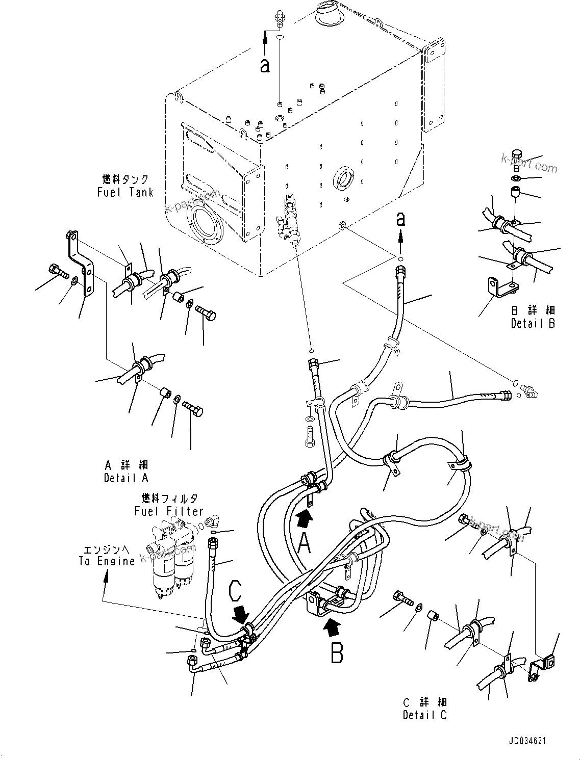 Komatsu parts book diagram for HD465-7E1 S/N 20001-UP (For EU): ENGINE RELATED PARTS, FUEL PIPING (#20001-)