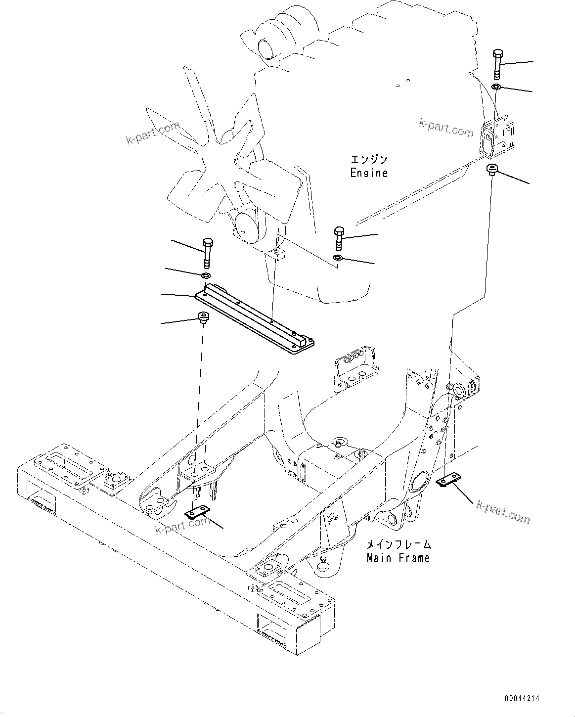Komatsu parts book diagram for HD465-7E1 S/N 20001-UP (For EU): ENGINE MOUNTING (#20001-)
