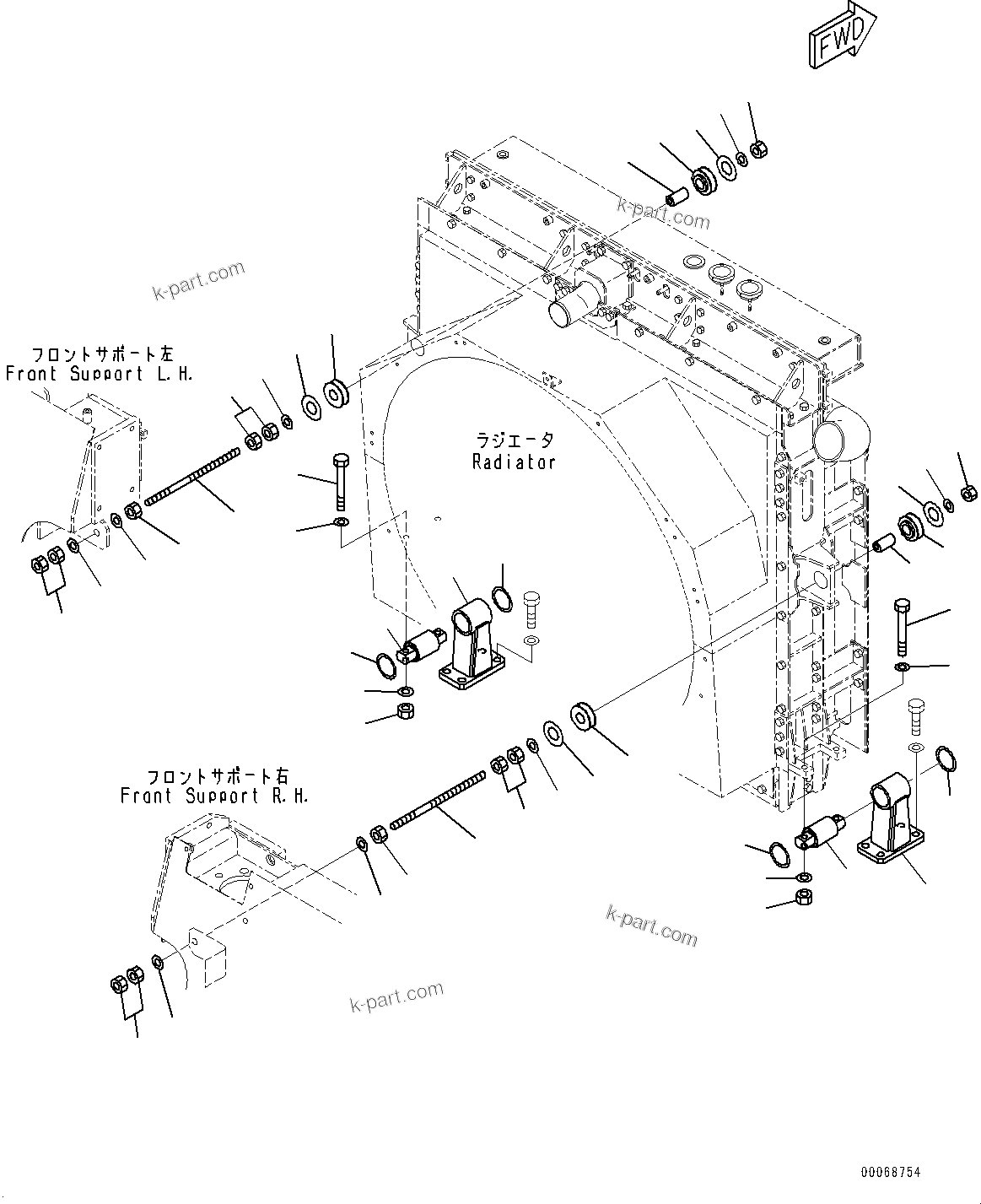 Komatsu parts book diagram for HD465-7E1 S/N 20001-UP (For EU): RADIATOR, MOUNTING (#20001-)