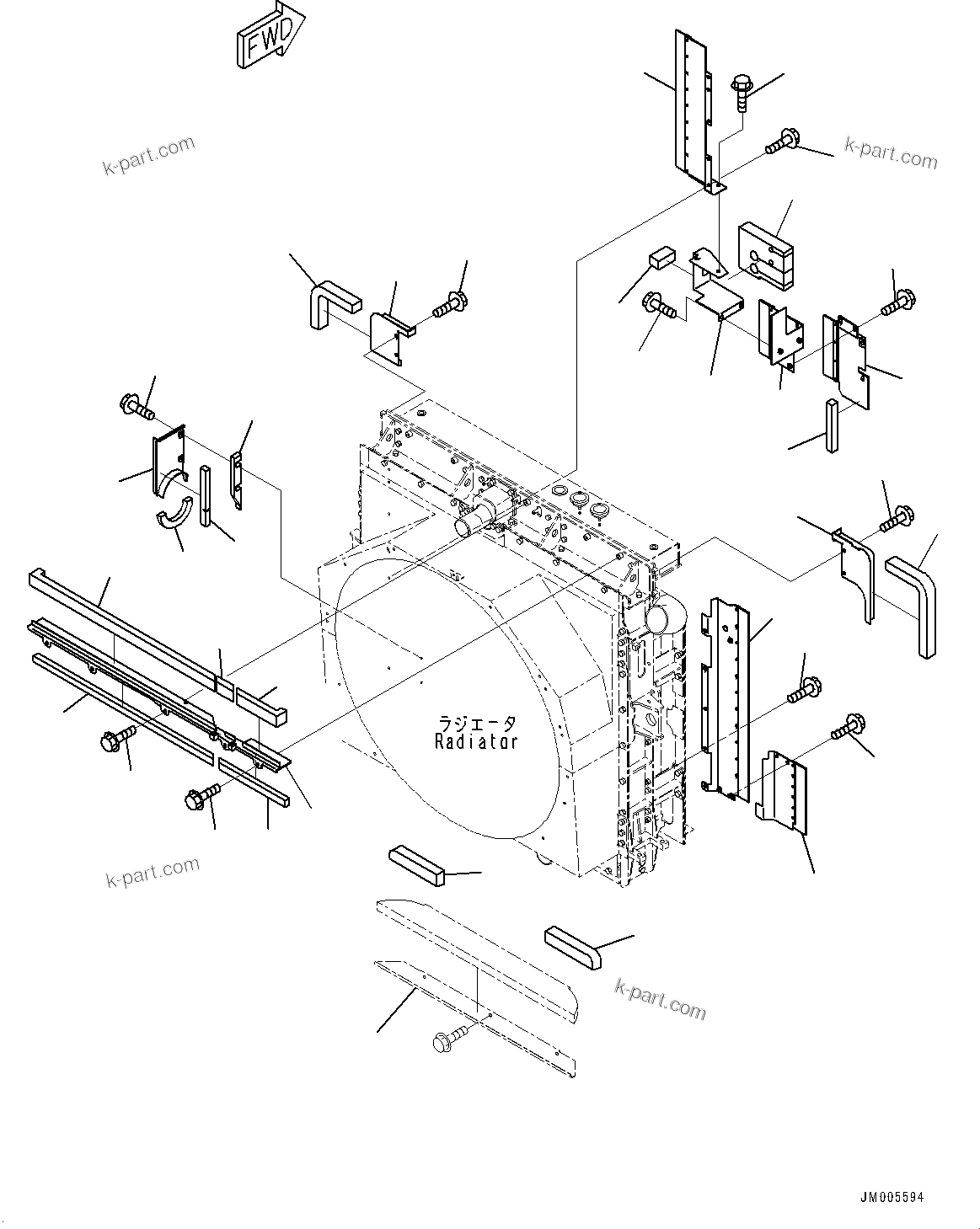 Komatsu parts book diagram for HD465-7E1 S/N 20001-UP (For EU): RADIATOR, BAFFLE (#20001-)