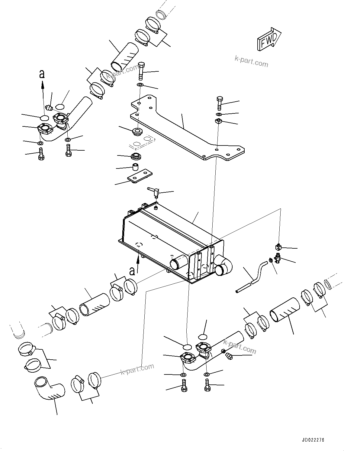 Komatsu parts book diagram for HD465-7E1 S/N 20001-UP (For EU): BRAKE OIL COOLING PIPING (#20001-)