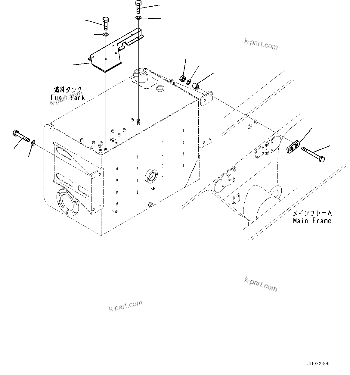 Komatsu parts book diagram for HD465-7E1 S/N 20001-UP (For EU): FUEL TANK, MOUNTING (#20001-)