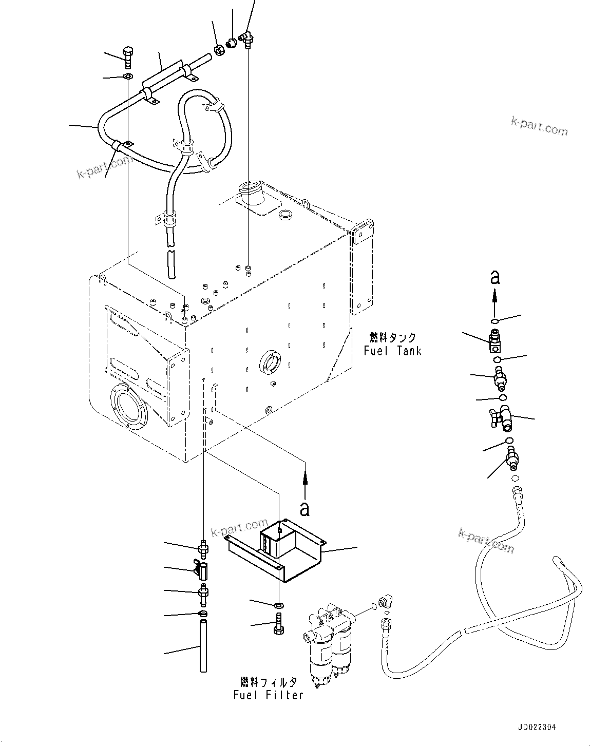 Komatsu parts book diagram for HD465-7E1 S/N 20001-UP (For EU): FUEL TANK, DRAIN VALVE AND COVER (#20001-)