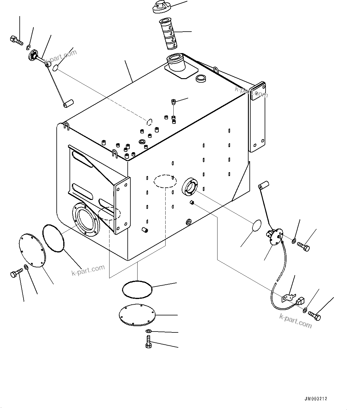 Komatsu parts book diagram for HD465-7E1 S/N 20001-UP (For EU): FUEL TANK, TANK (#20001-)