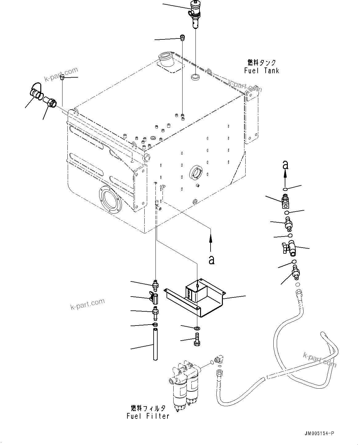 Komatsu parts book diagram for HD465-7E1 S/N 20001-UP (For EU): FUEL TANK, DRAIN VALVE AND COVER (#20001-)