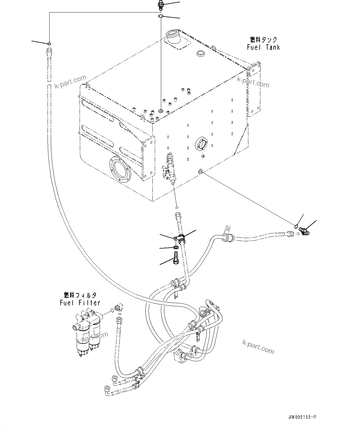 Komatsu parts book diagram for HD465-7E1 S/N 20001-UP (For EU): FUEL TANK, FUEL PIPING RELATED PARTS (#20001-)