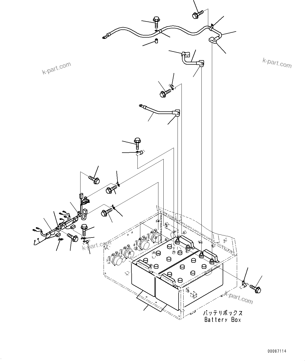 Komatsu parts book diagram for HD465-7E1 S/N 20001-UP (For EU): BATTERY BOX, BATTERY AND WIRING HARNESS (#20001-)