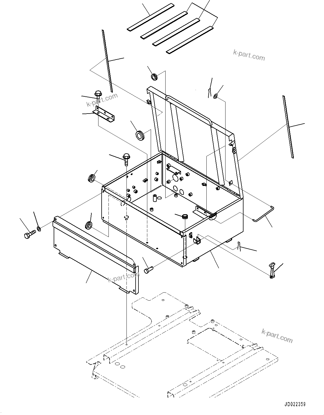 Komatsu parts book diagram for HD465-7E1 S/N 20001-UP (For EU): BATTERY BOX, BOX (#20001-)